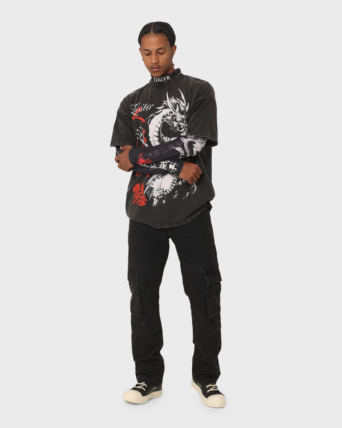 Easycare AntiPilling Surface Loiter Drago Long Sleeve T-Shirt Black