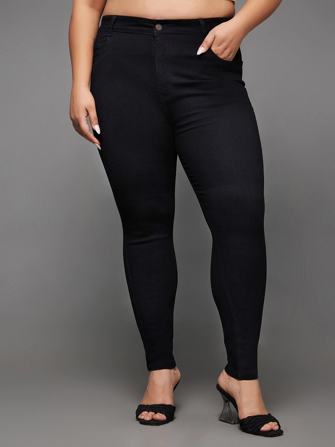 Parent Style Trendy Breathable CHASEstretch? Black Skinny-Fit High-Rise Stretchable Denim Jeans