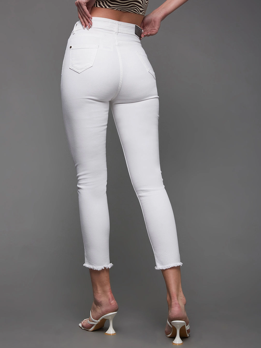 Body Fit Ready 24/7 Comfort White Skinny High-Rise Cropped Stretchable Denim Jeans