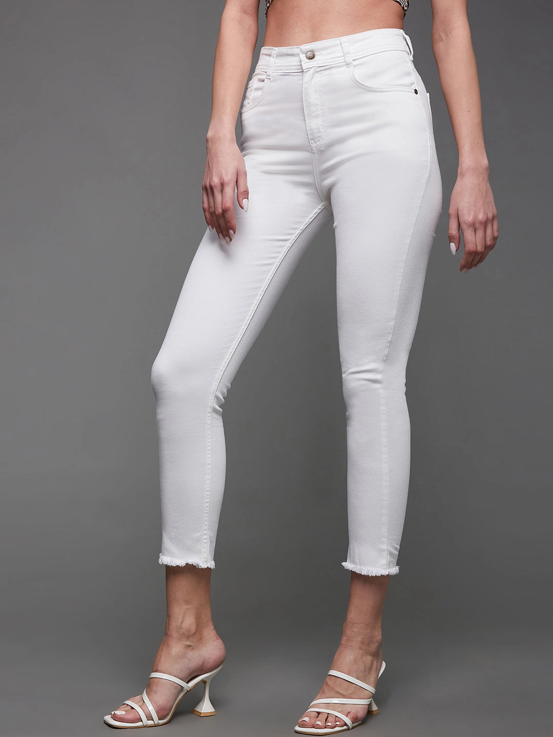 24/7 Comfort White Skinny High-Rise Cropped Stretchable Denim Jeans Modern Fit