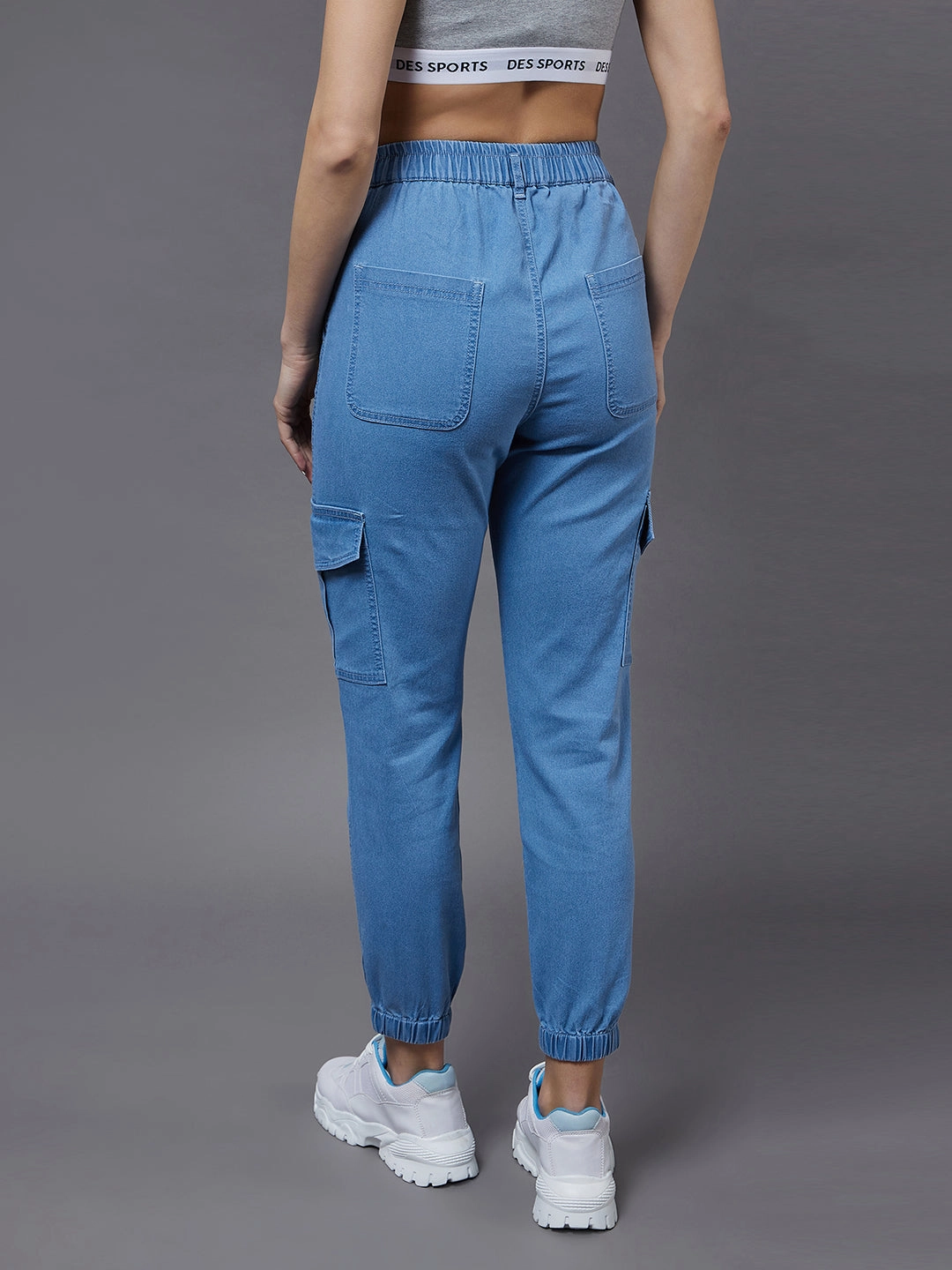 Cozy Style Women's Light Blue High-Rise Regular Light Weight Stretchable Denim Joggers