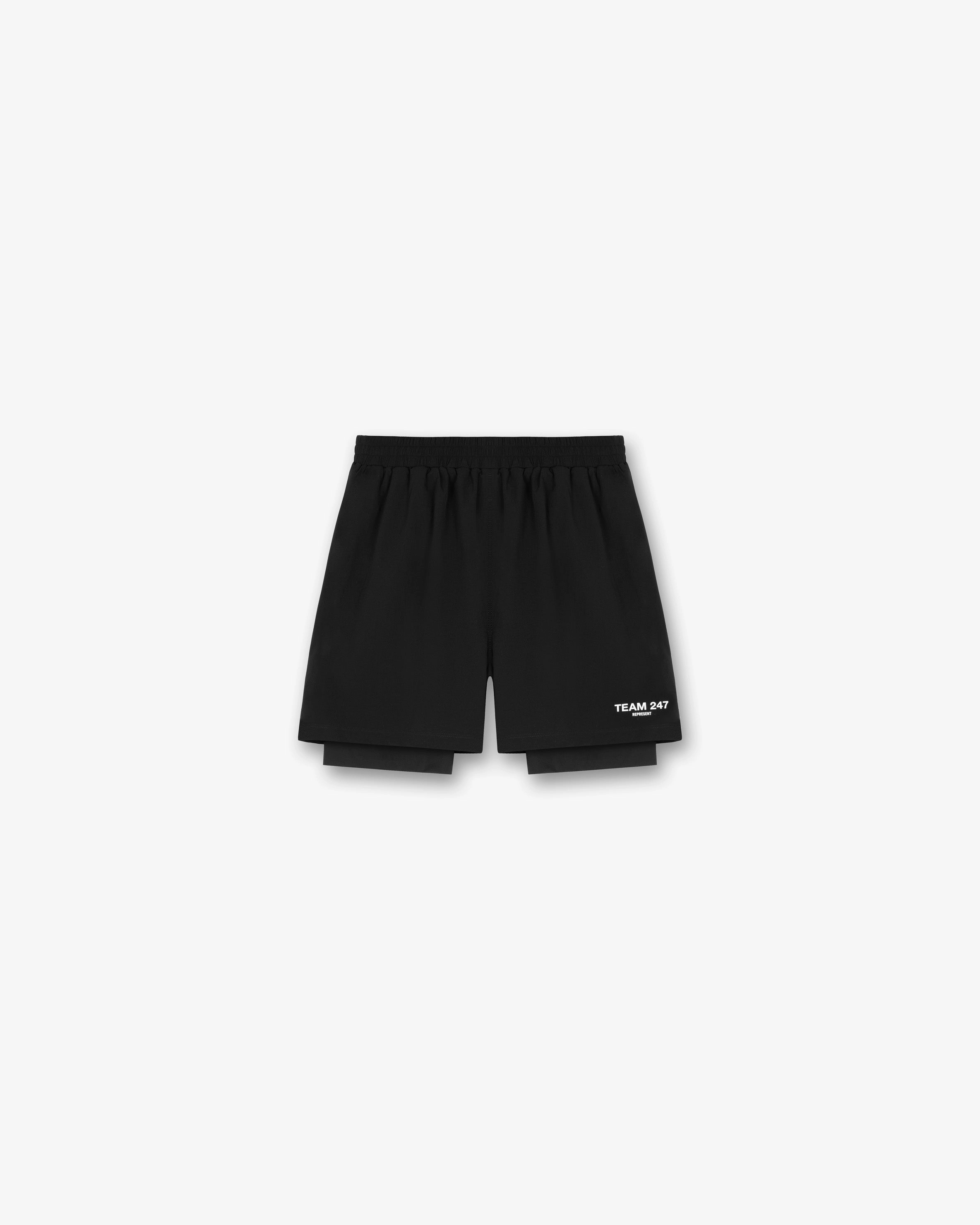Active Wear Shorts Casual Elegance Team 247 2-In-1 Shorts - Black