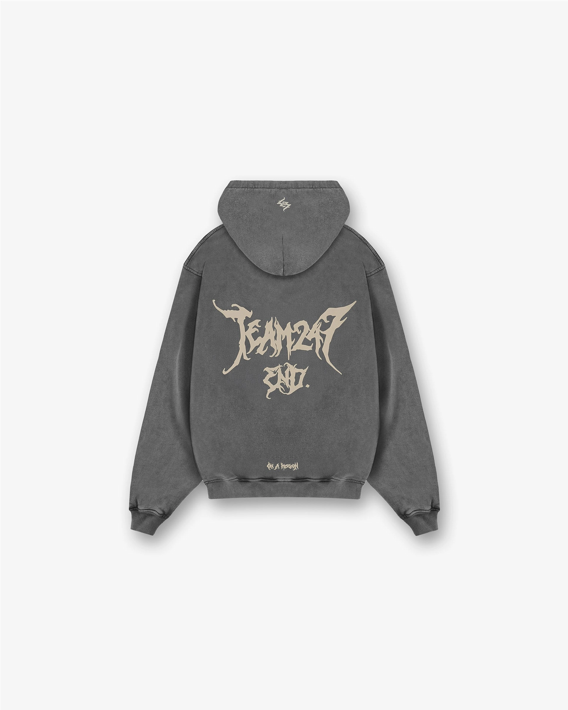 Team 247 X END Oversized Hoodie - Washed Grey Numbat like Relaxed Silhouette