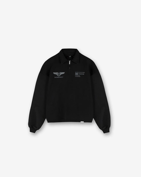 Team Rep Quarter Zip - Jet Black Neutral Tones Brushed Inner