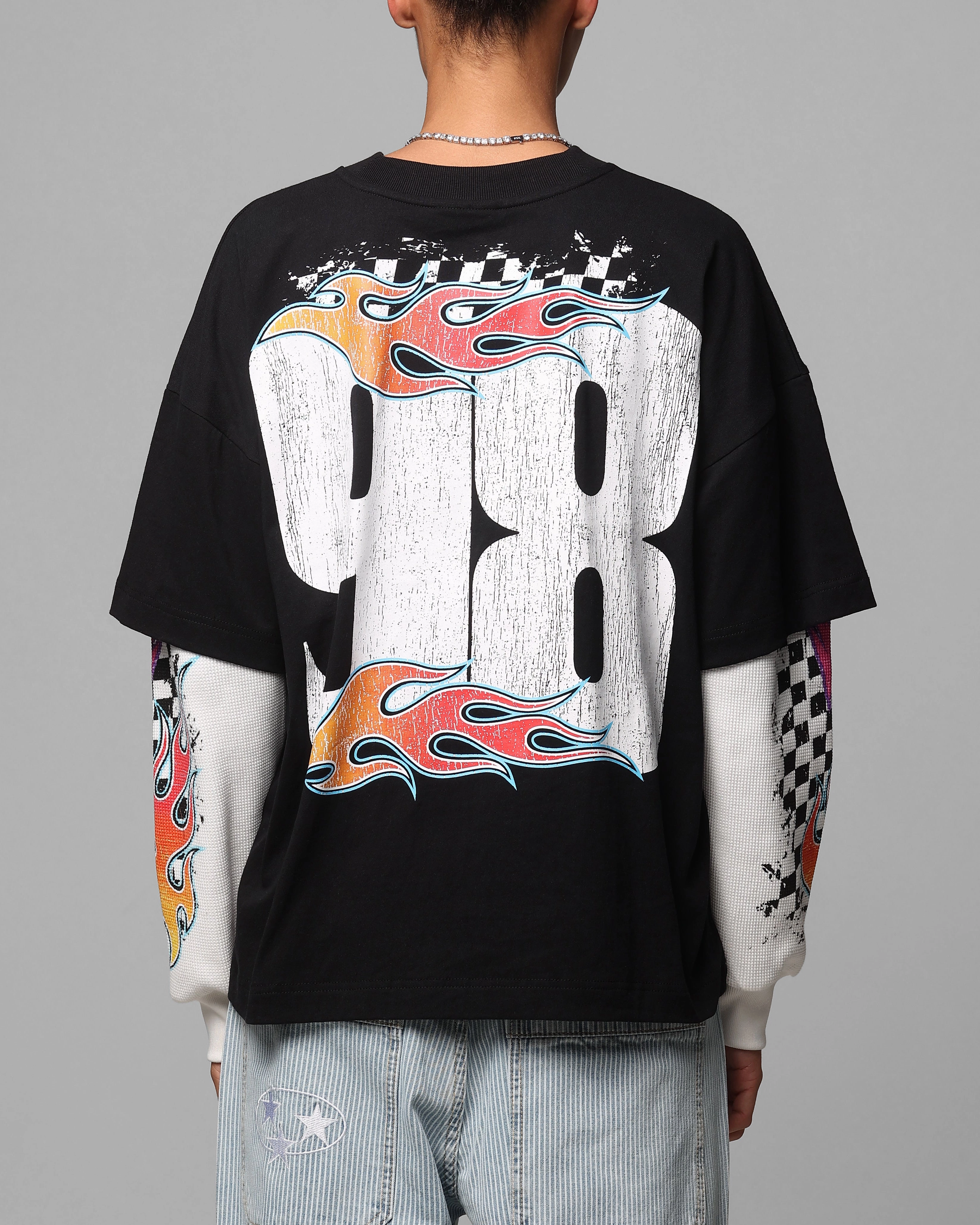 Layered Ventilation Zones Loiter Daytona Layered Long Sleeve T-Shirt Black/White