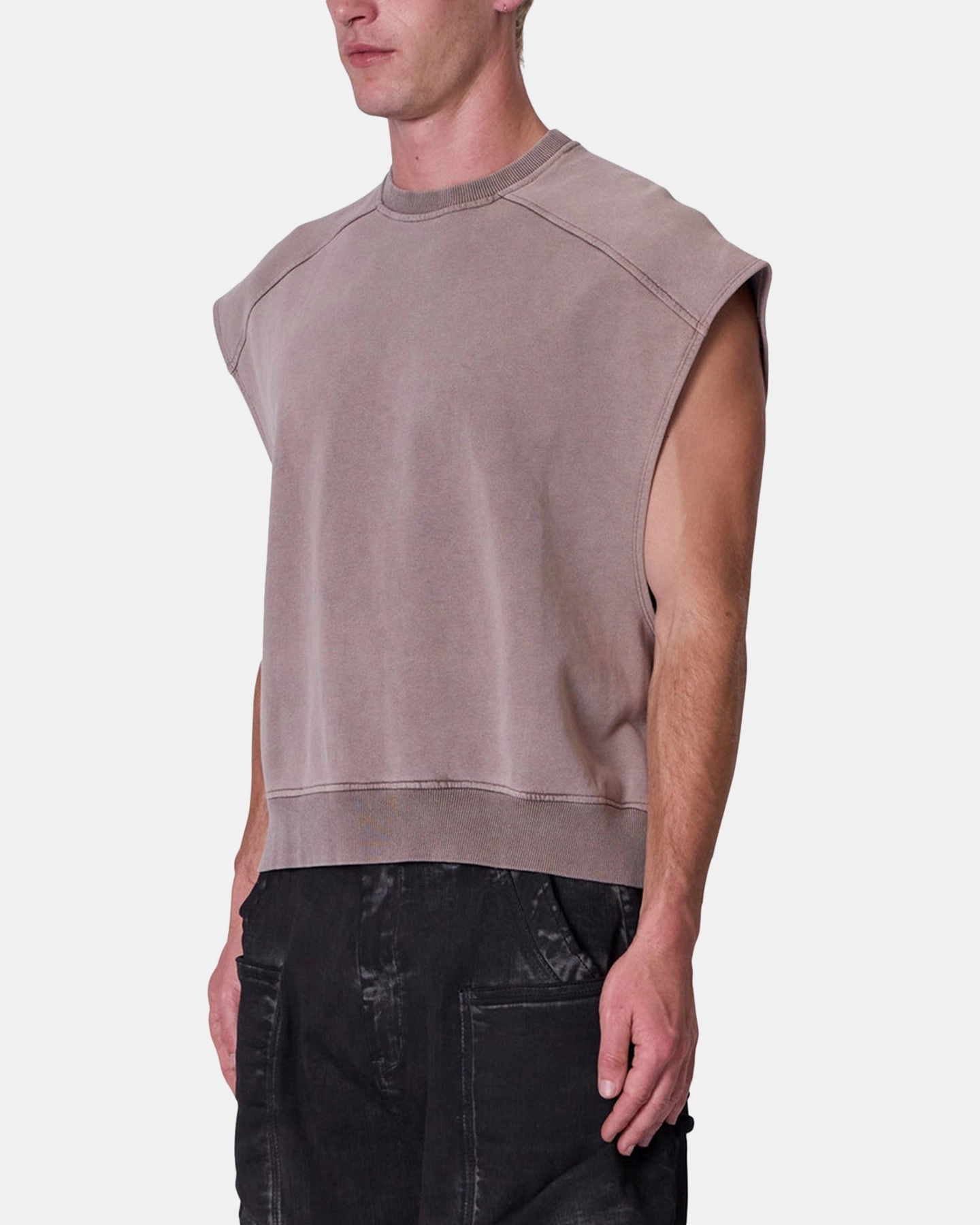 Anti Static Treatment Buttery Soft Feel MNML Sleeveless Rag Shirt Washed Brown