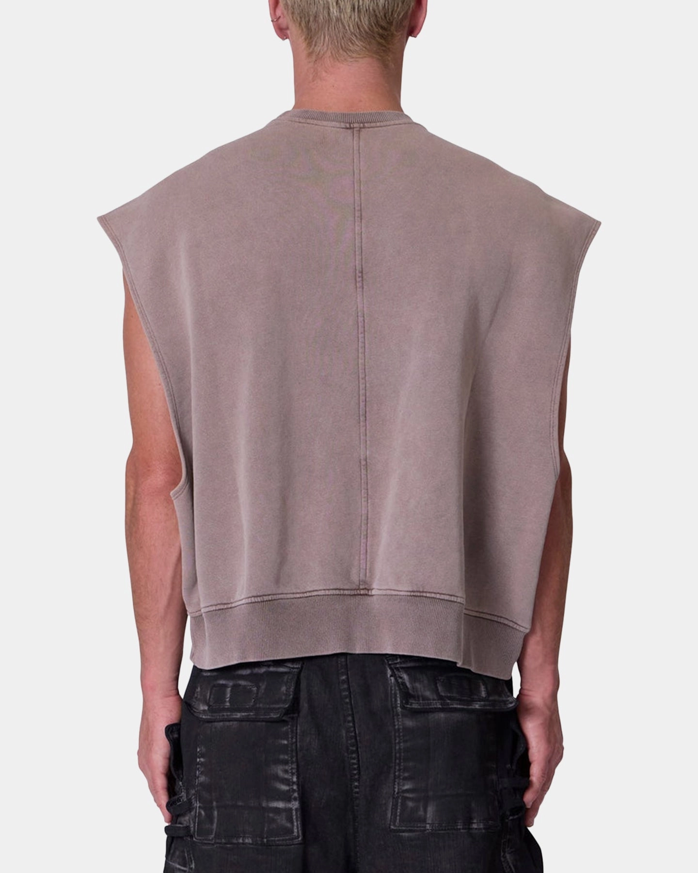 Reinforced Shoulder Seams Athletic Wear MNML Sleeveless Rag Shirt Washed Brown