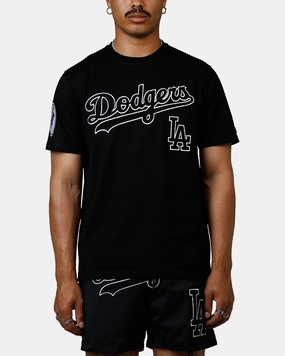 Pro Standard Los Angeles Dodgers Chenille T-Shirt Black AntiPill Finish No Iron Fabric