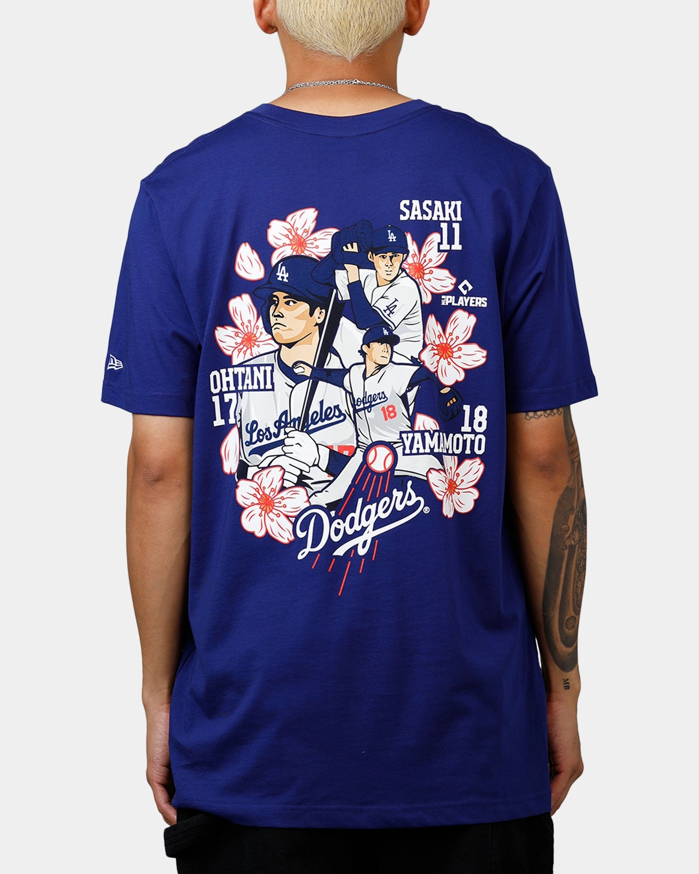 Soft Touch StretchableKnit New Era Los Angeles Dodgers Cherry Blossom T-Shirt Blue