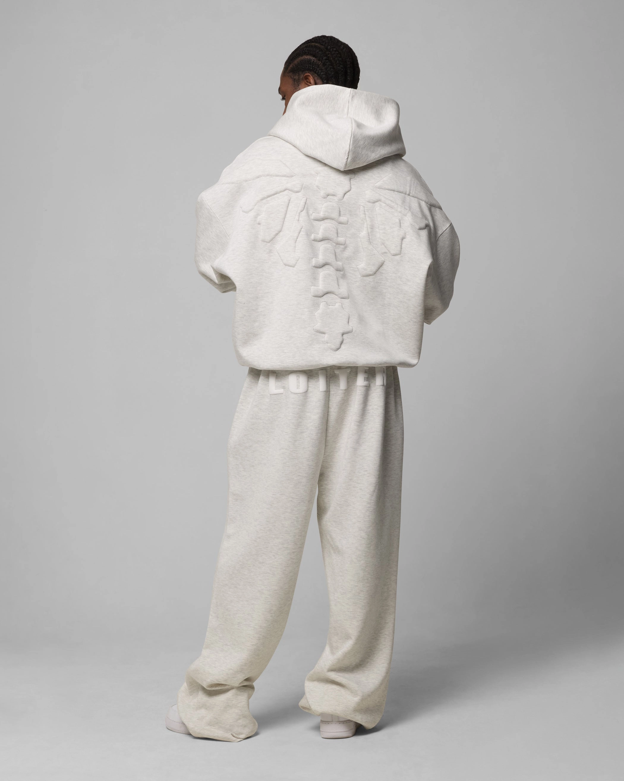 Loiter Sandevistan Hoodie Grey Marle Curved Hemline