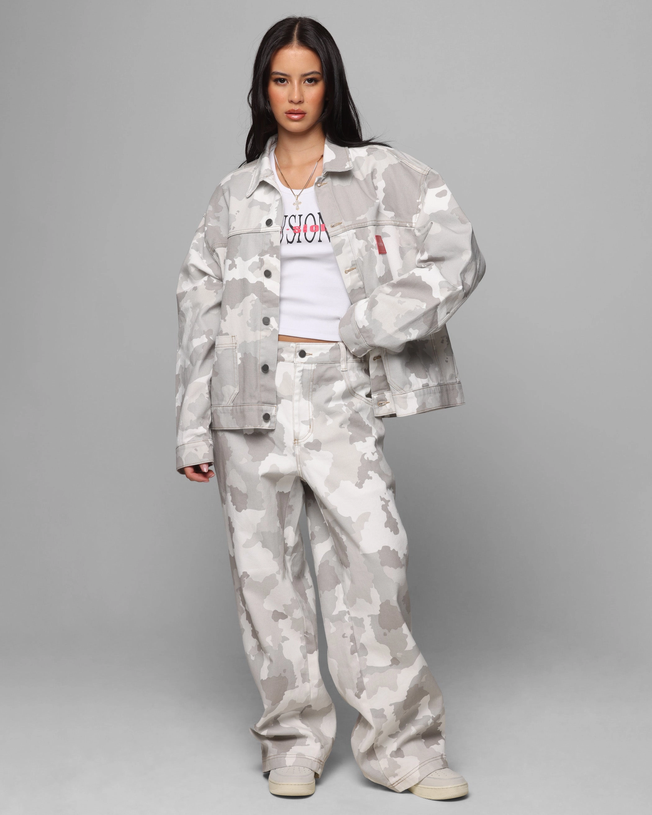 Textured Finish Loiter Prestige Denim Jacket Snow Camo