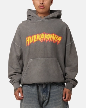 Culture Kings X WWE Hulk Hogan Hulkamania Premium Hoodie Washed Charcoal BondedShoulder Ventilated Panels