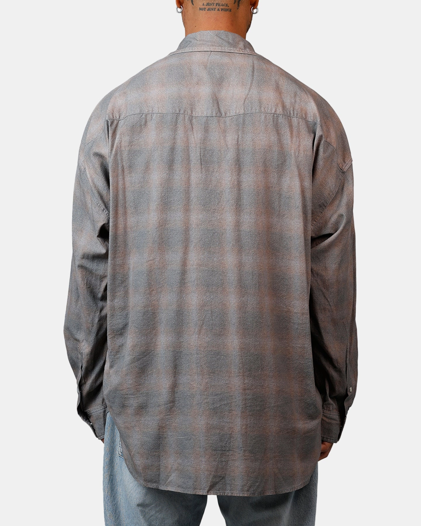 MNML Faded Print Flannel Shirt Grey SublimatedPrint
