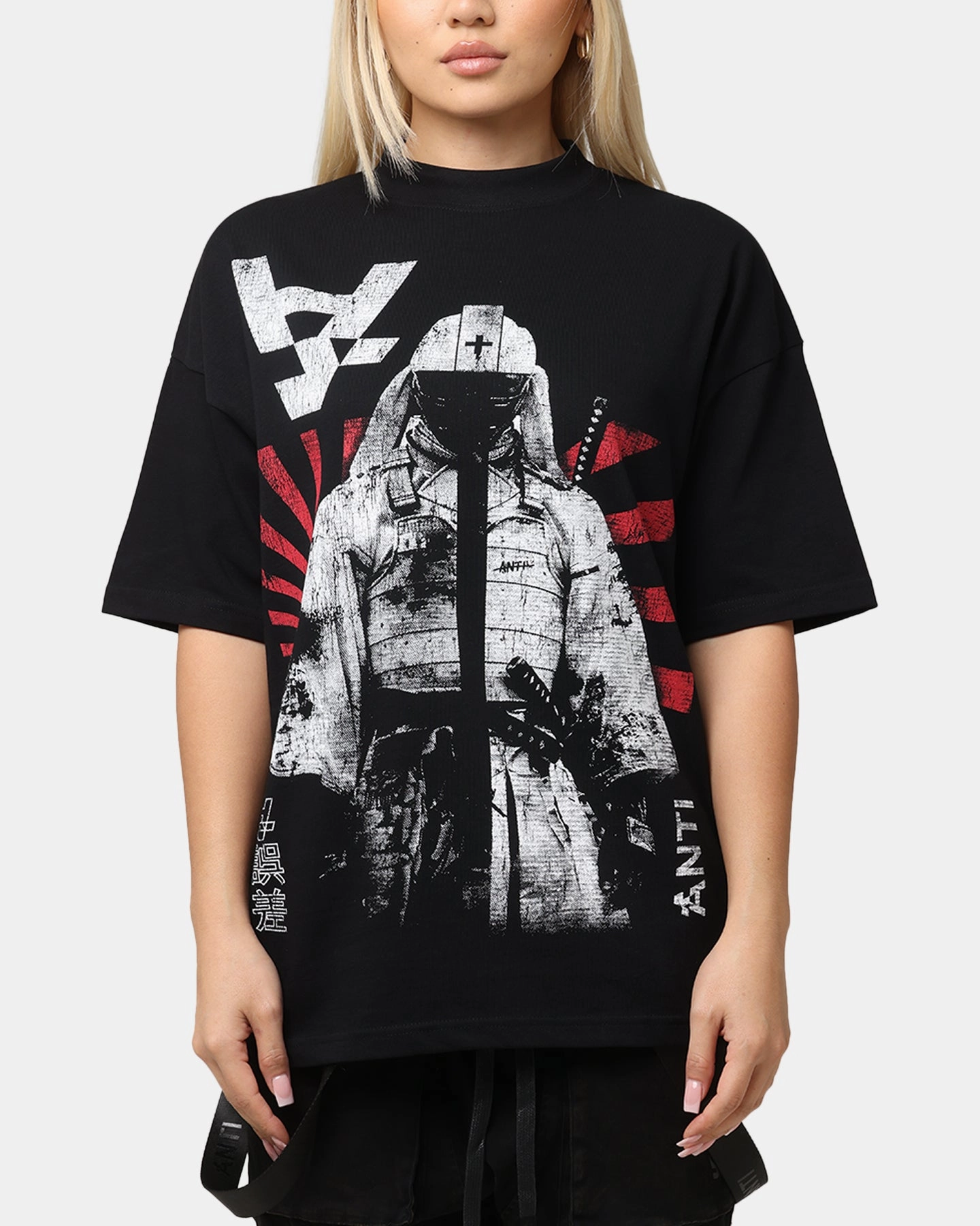 High Density Knit The Anti Order Legion Mock Neck T-Shirt Black