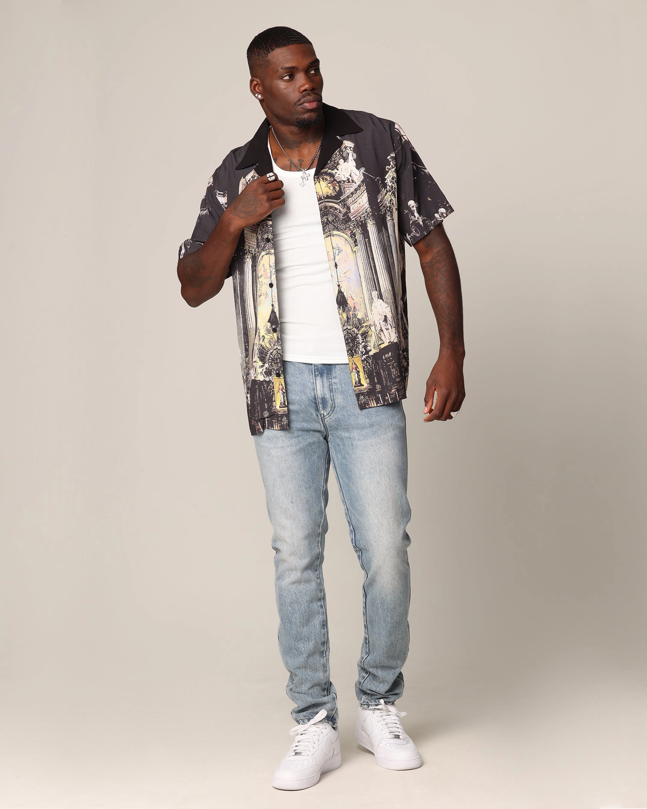 Organic Cotton Fiber Saint Morta Divine Reverence Button Up Shirt Multi