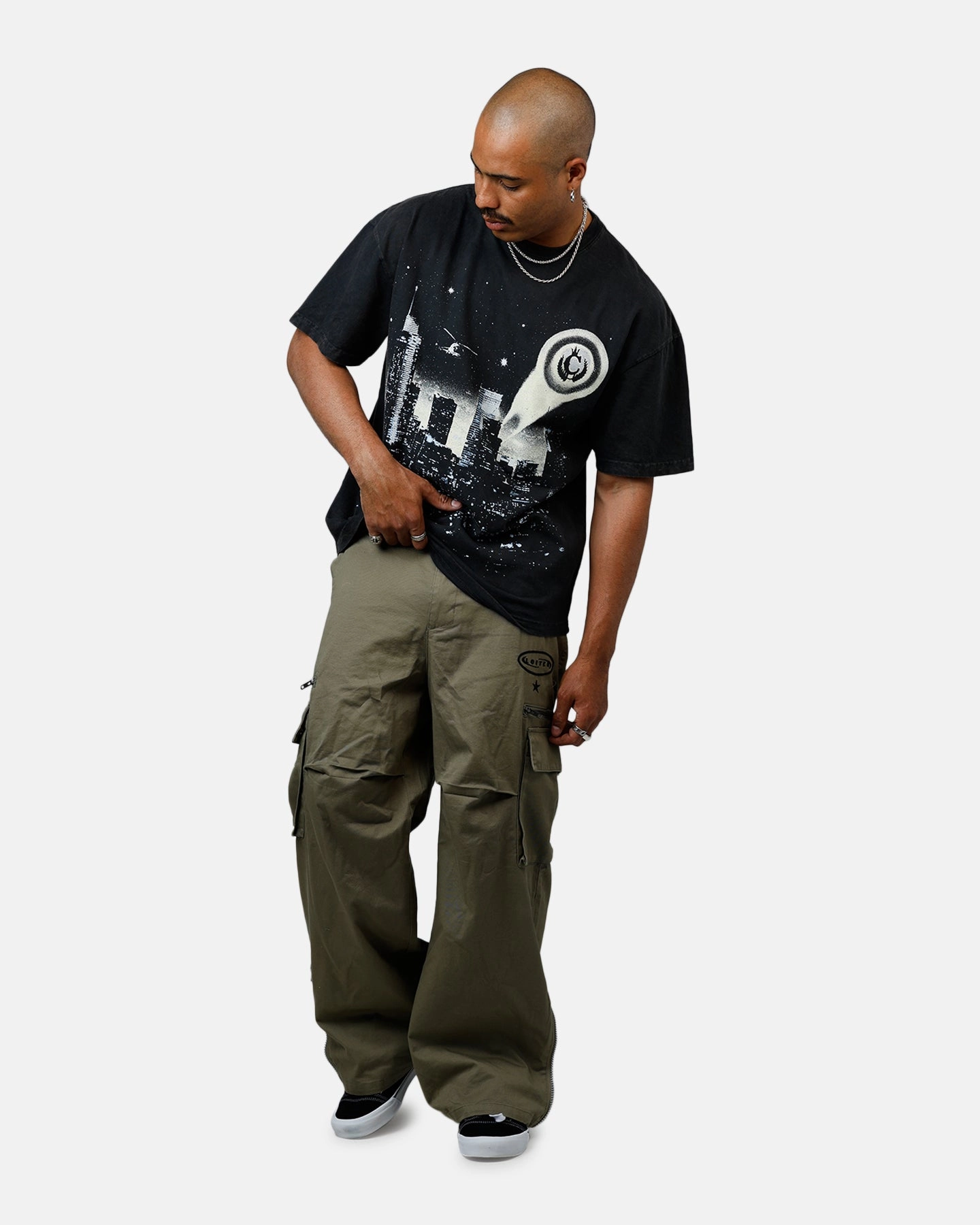 Culture Kings CK Los Angeles Vintage T-Shirt Black Double Needle Stitching