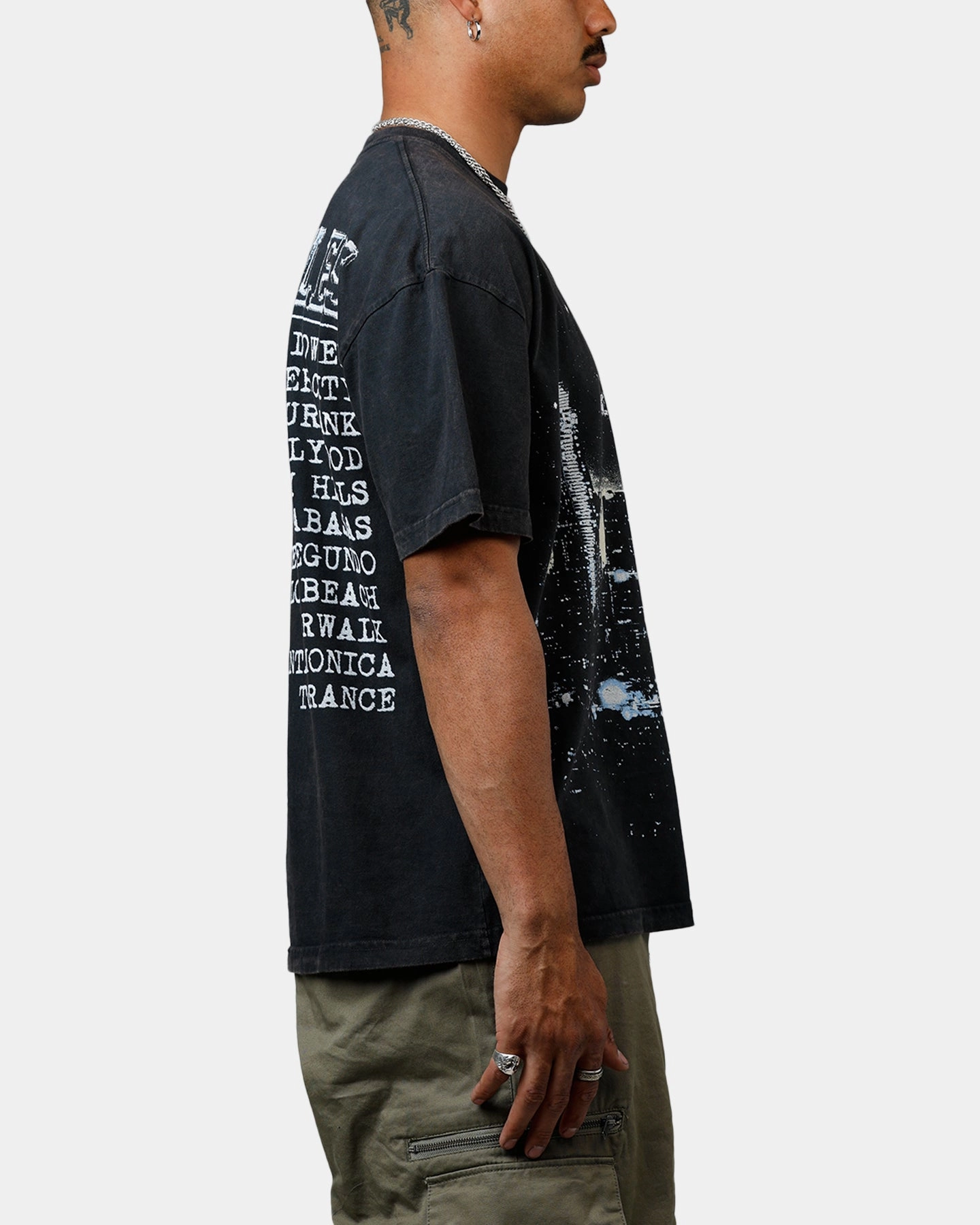 Flowing Design Reflective details Culture Kings CK Los Angeles Vintage T-Shirt Black