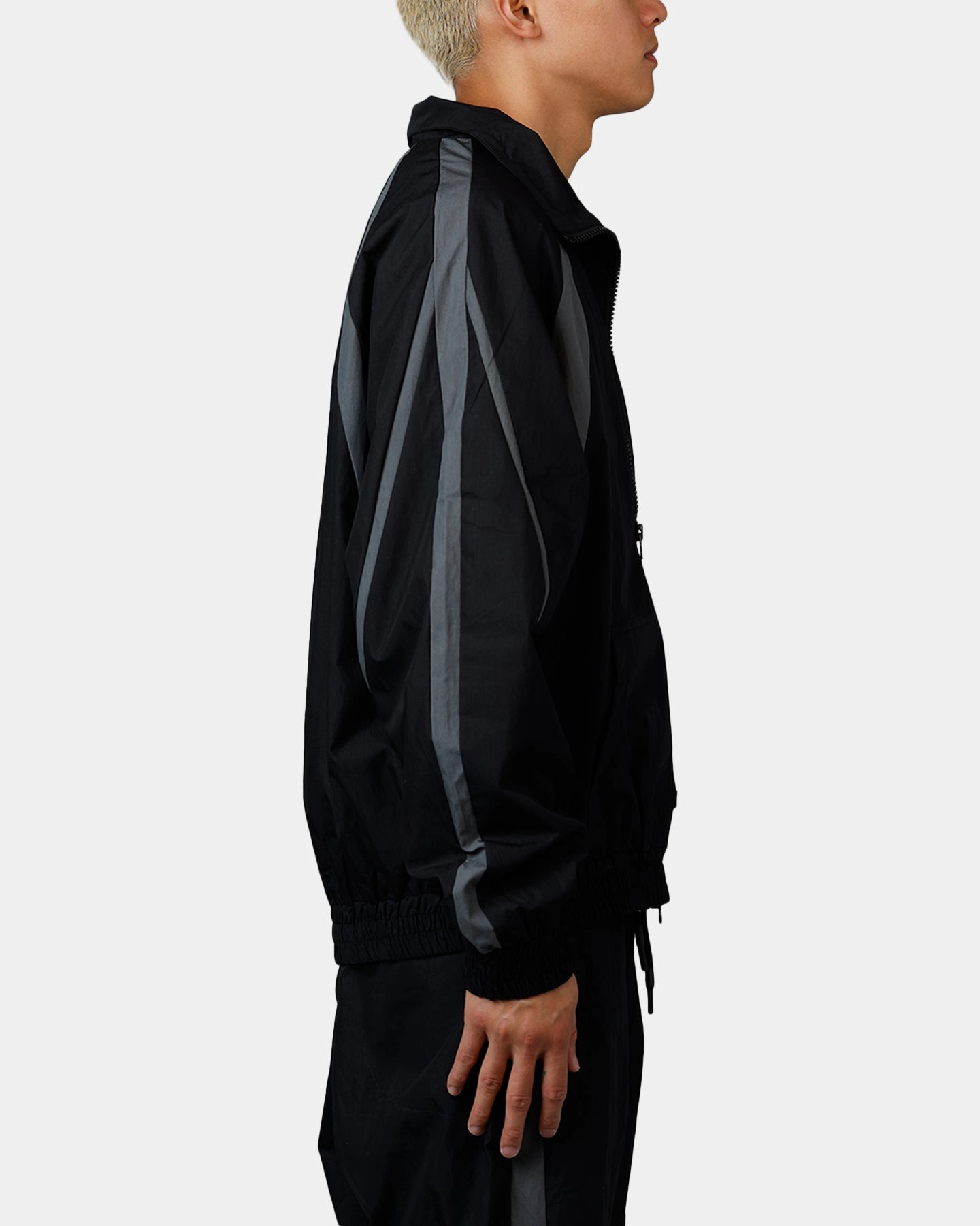 Adjustable drawstring Layered Wind Barrier The Anti Order Acolyte Windbreaker Jacket Black/Grey
