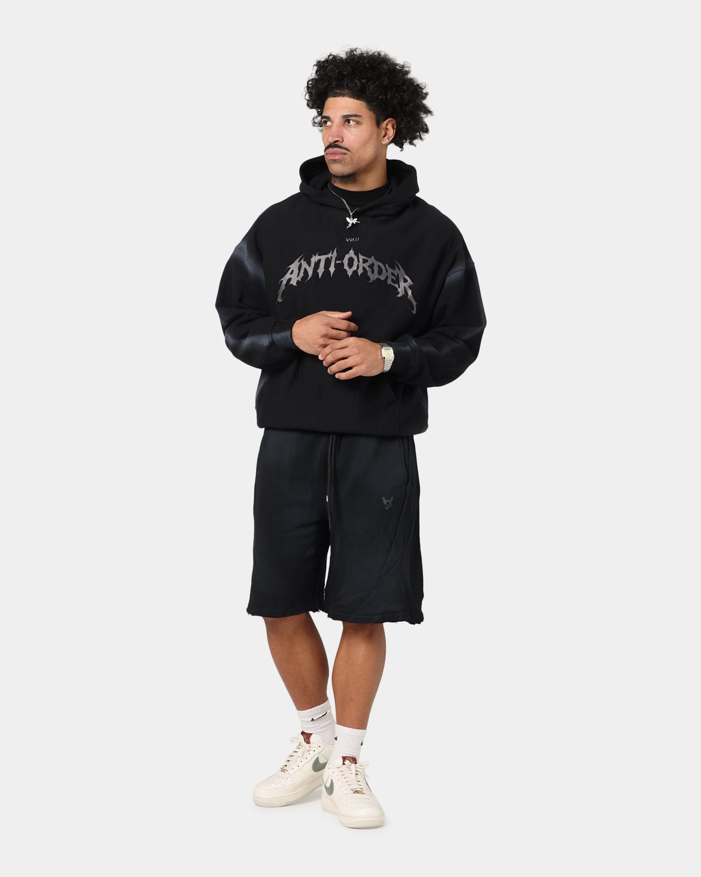 Denim finish Windproof coating The Anti Order Apocalypse Sweat Shorts Sunfade Black