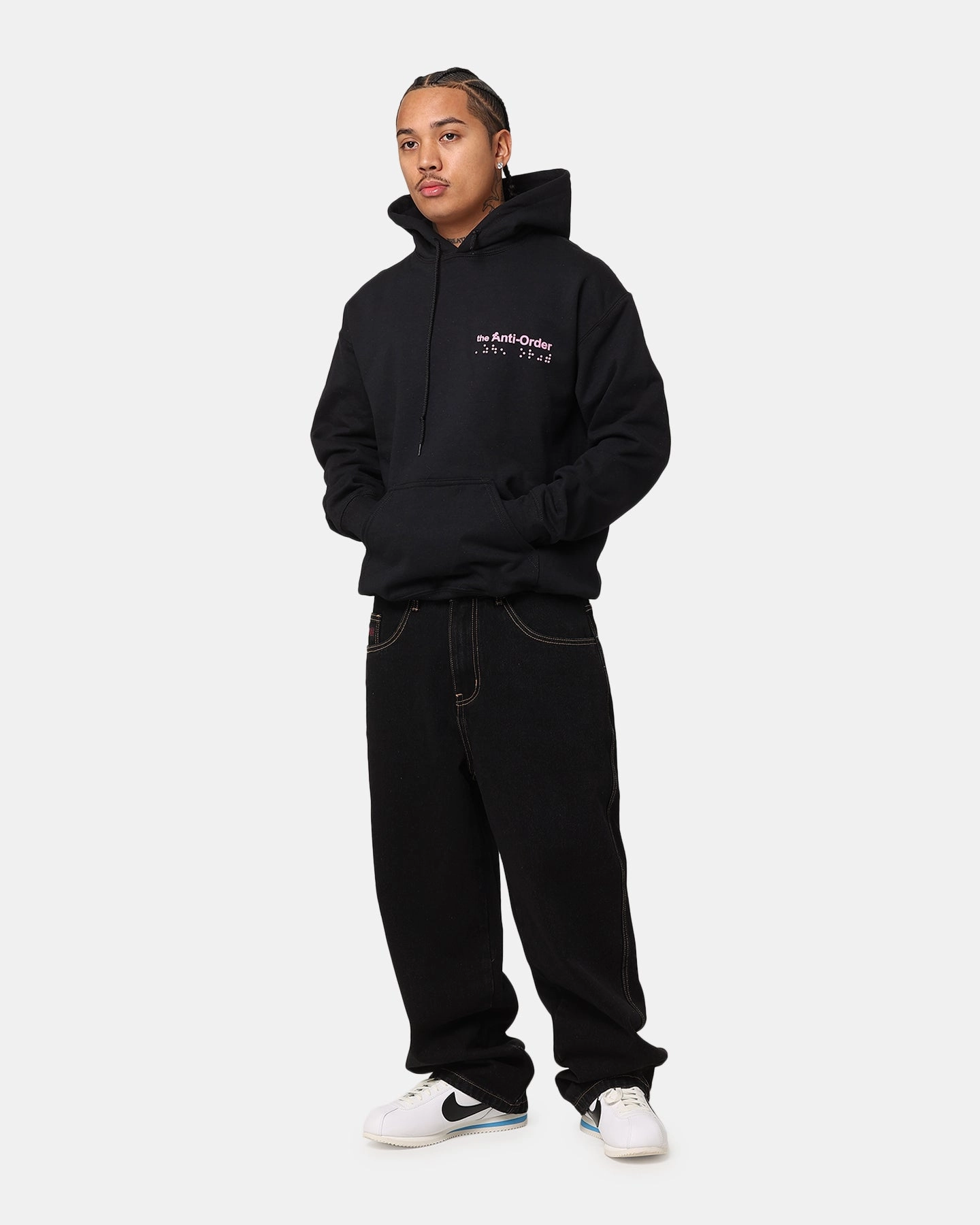 The Anti Order Brail Hoodie Black/Pink Durable Binding Lightweight Design