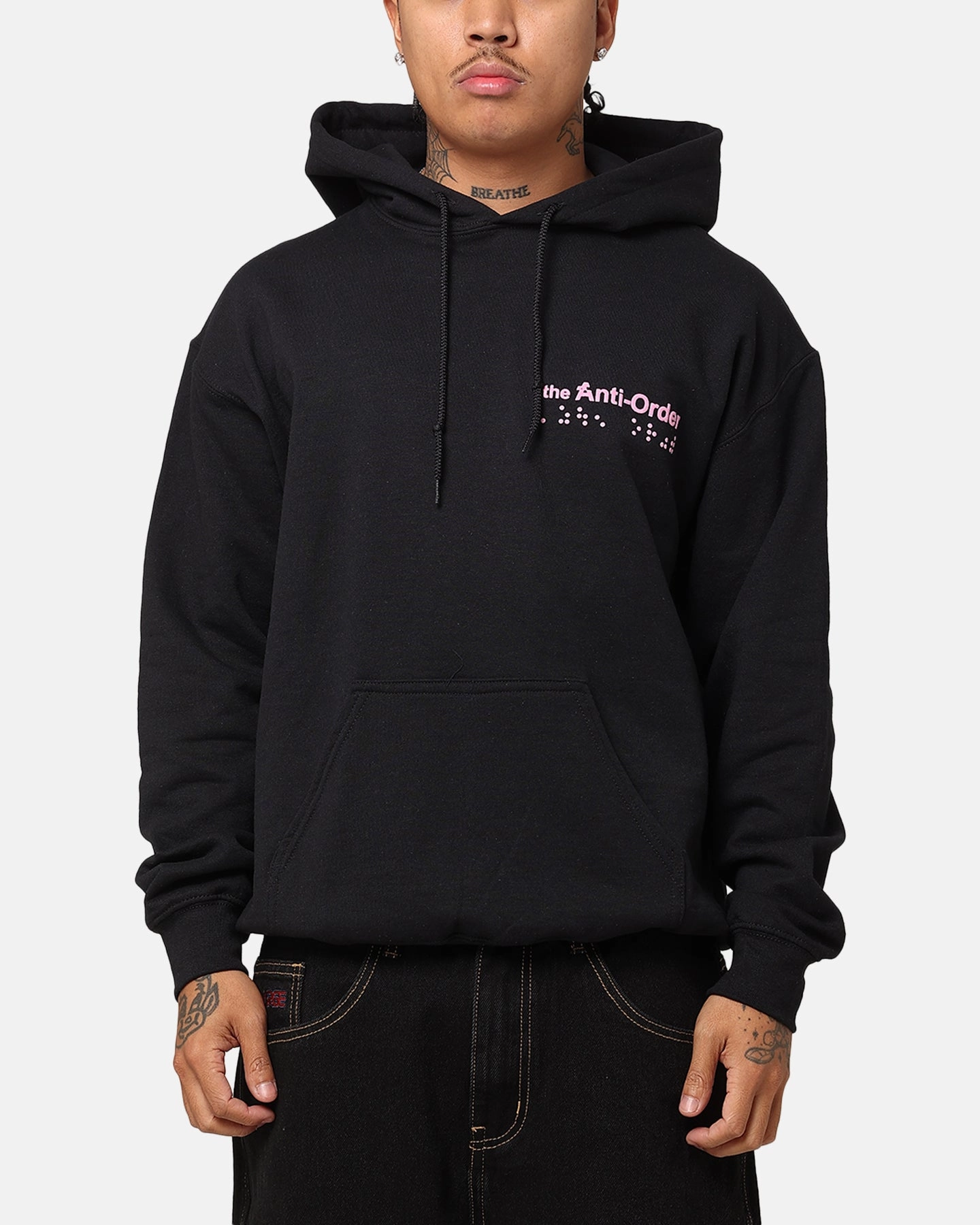 FrenchTerryTexture AdjustableHem The Anti Order Brail Hoodie Black/Pink