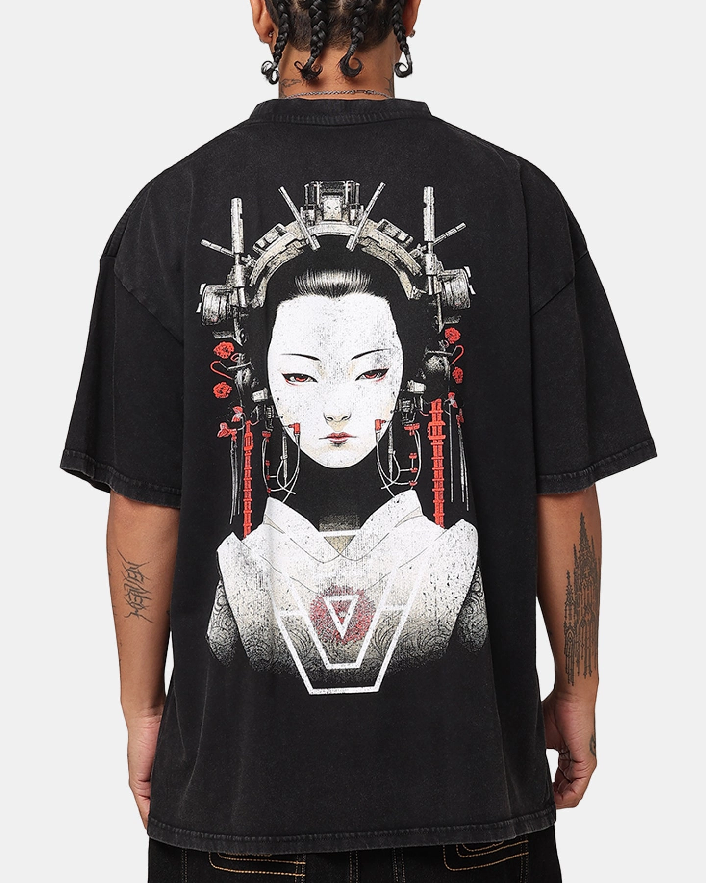 The Anti Order Geisha T-Shirt Black Acidwash Anti Odor Treatment FlexibleCuffs