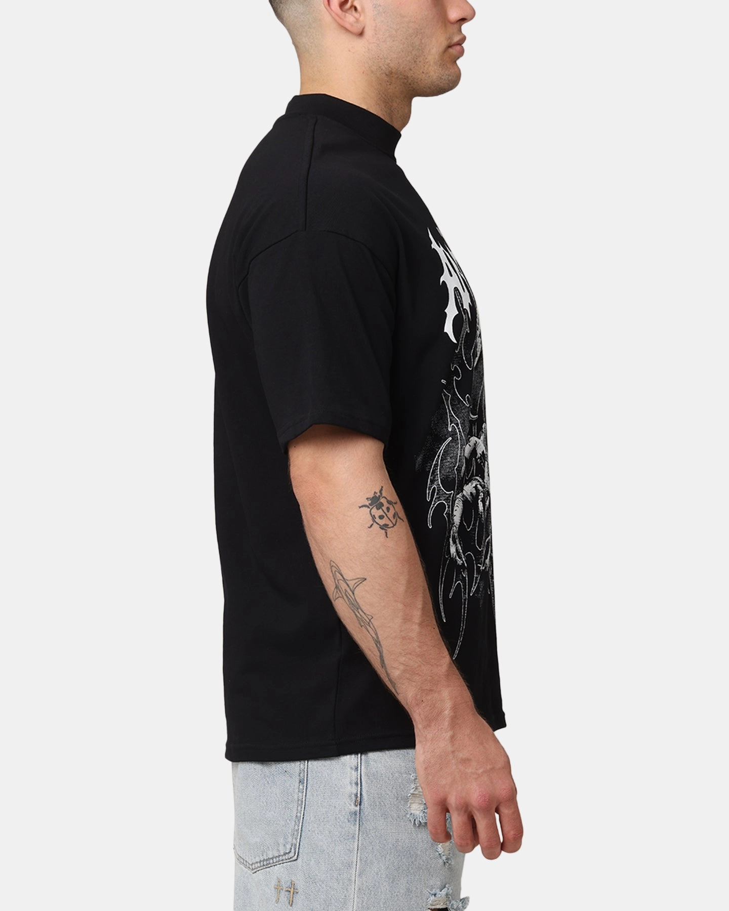 UltraSoft Lining The Anti Order Invasion Mock Neck T-Shirt Black