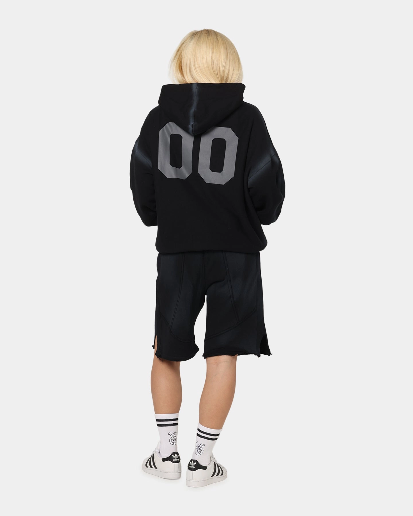 Textured Weave ContouredPanels The Anti Order Mosh Boxy Hoodie Sunfade Black/Grey