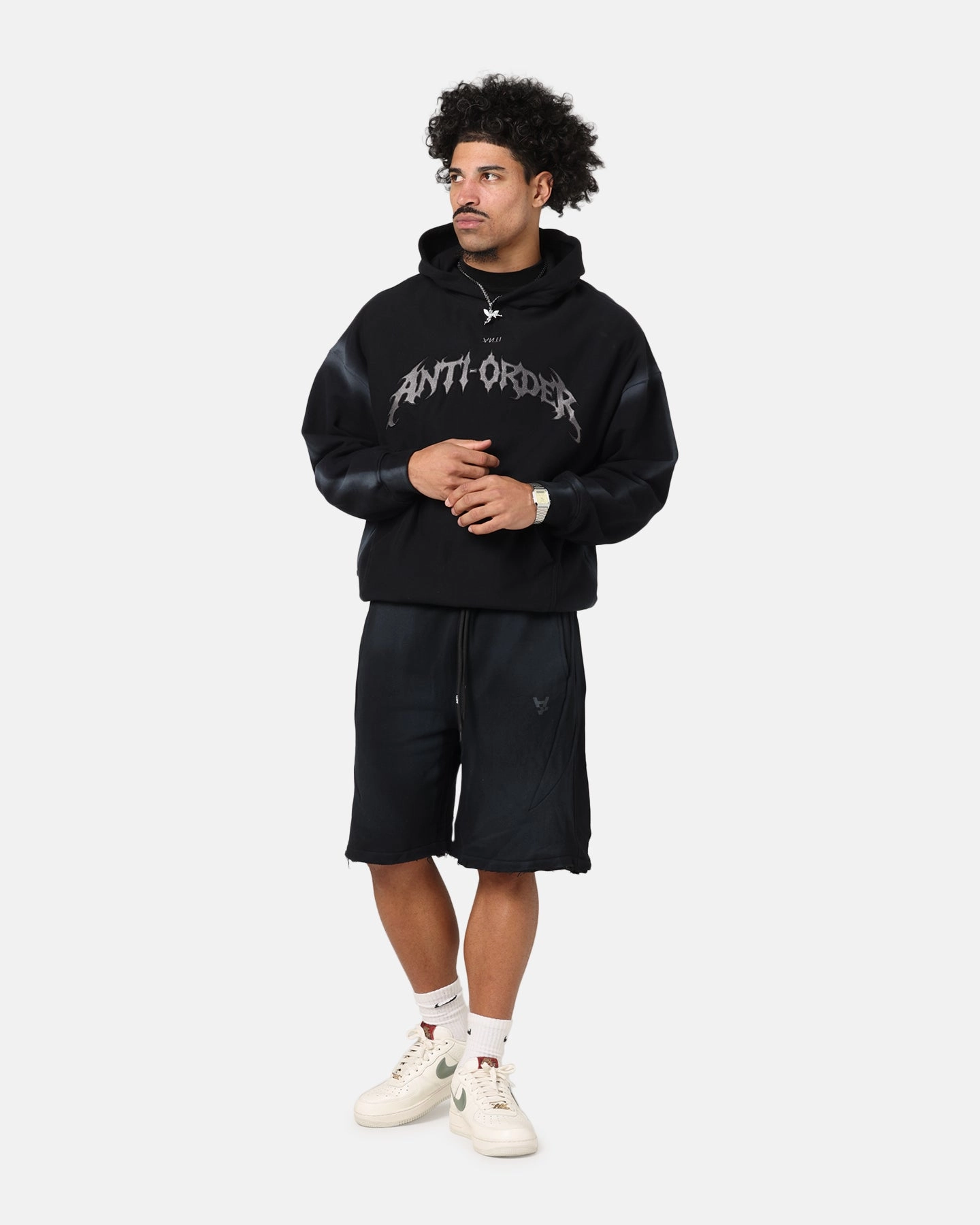 The Anti Order Mosh Boxy Hoodie Sunfade Black/Grey Anti Pilling Treatment