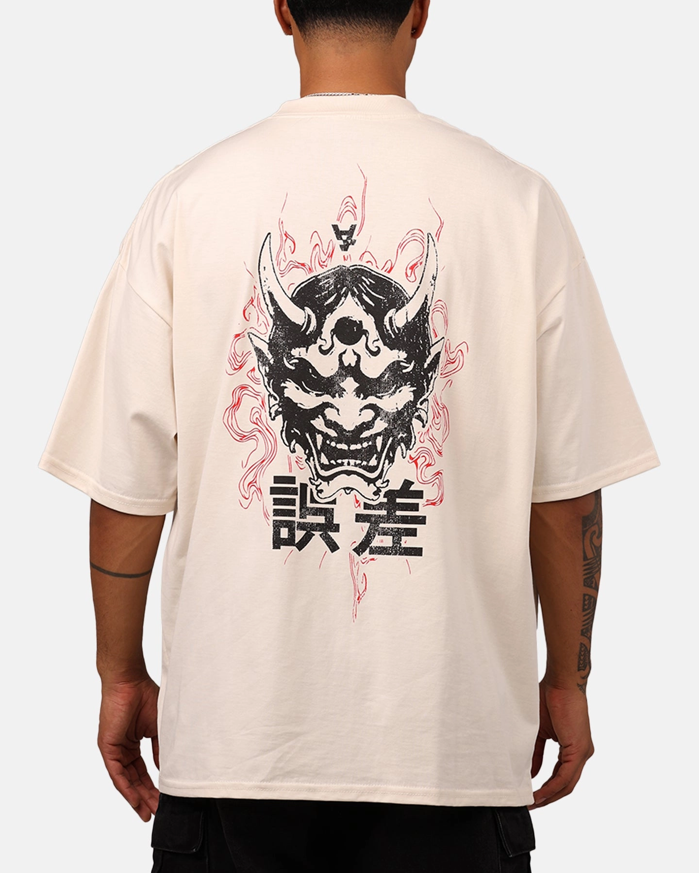Retro Style StretchComfortDesign The Anti Order Oni T-Shirt Off White