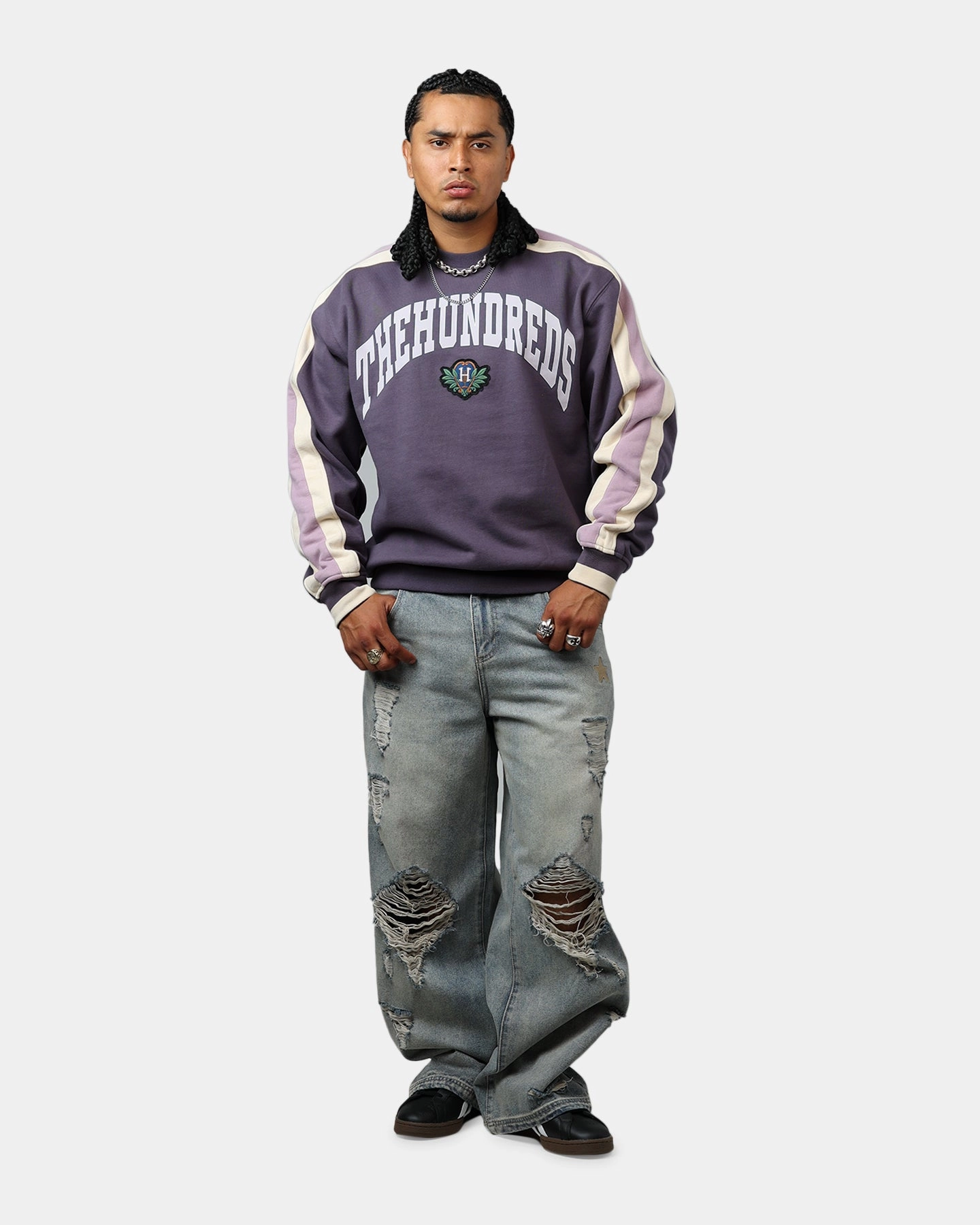 The Hundreds Ivy Crewneck Purple Neutral Tone Palette Relaxed Hoodie