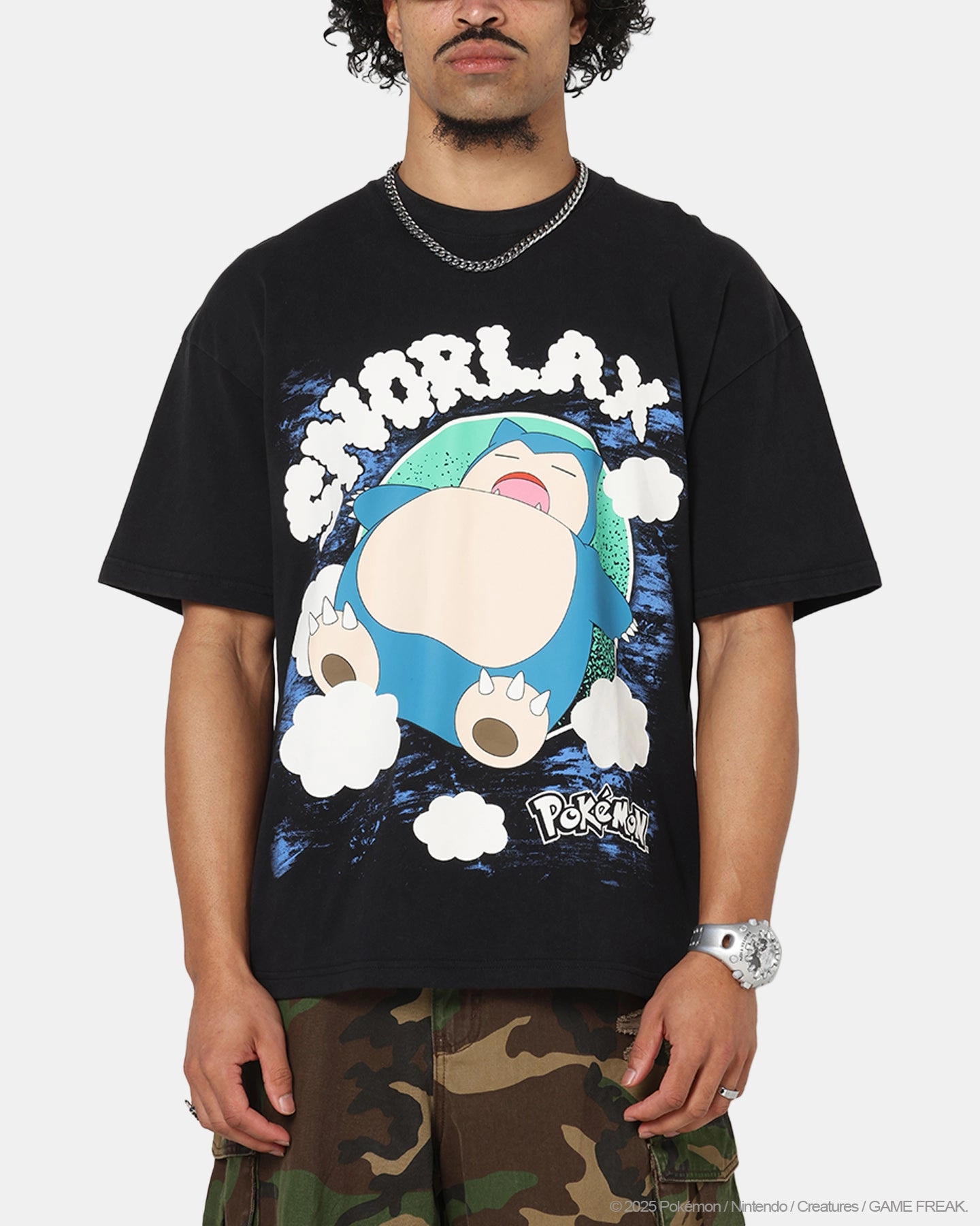 Eco Friendly Dye DoubleLayeredFabric The Pok??mon Collection By 73 Studio Snorlax Vintage T-Shirt Off Black