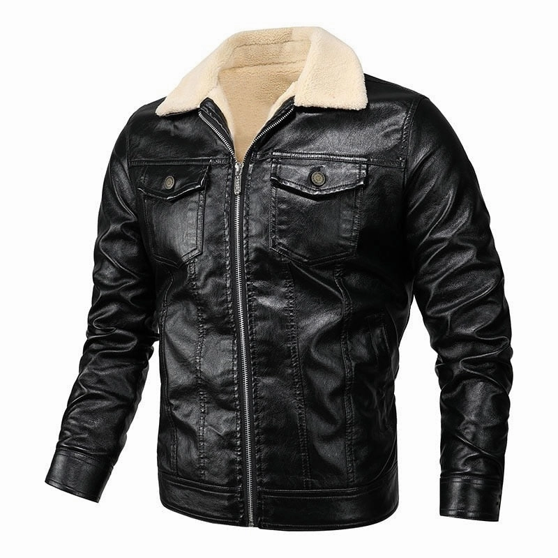 West Louis? Fleece Collar Warm Biker Leather Jacket Ergonomic Seams Friction Reducing Lining