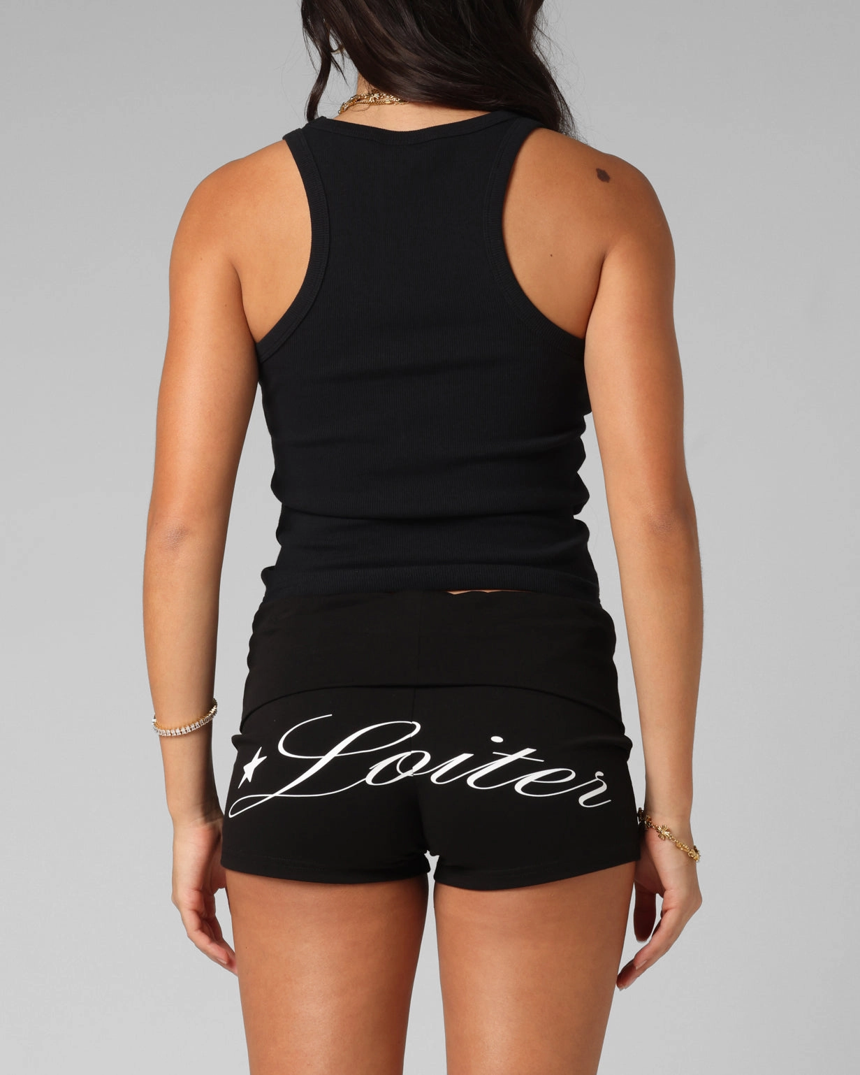 Loiter Women's Bullrush Cropped Tank Black Interlock Weave VentilatedMeshPaneling