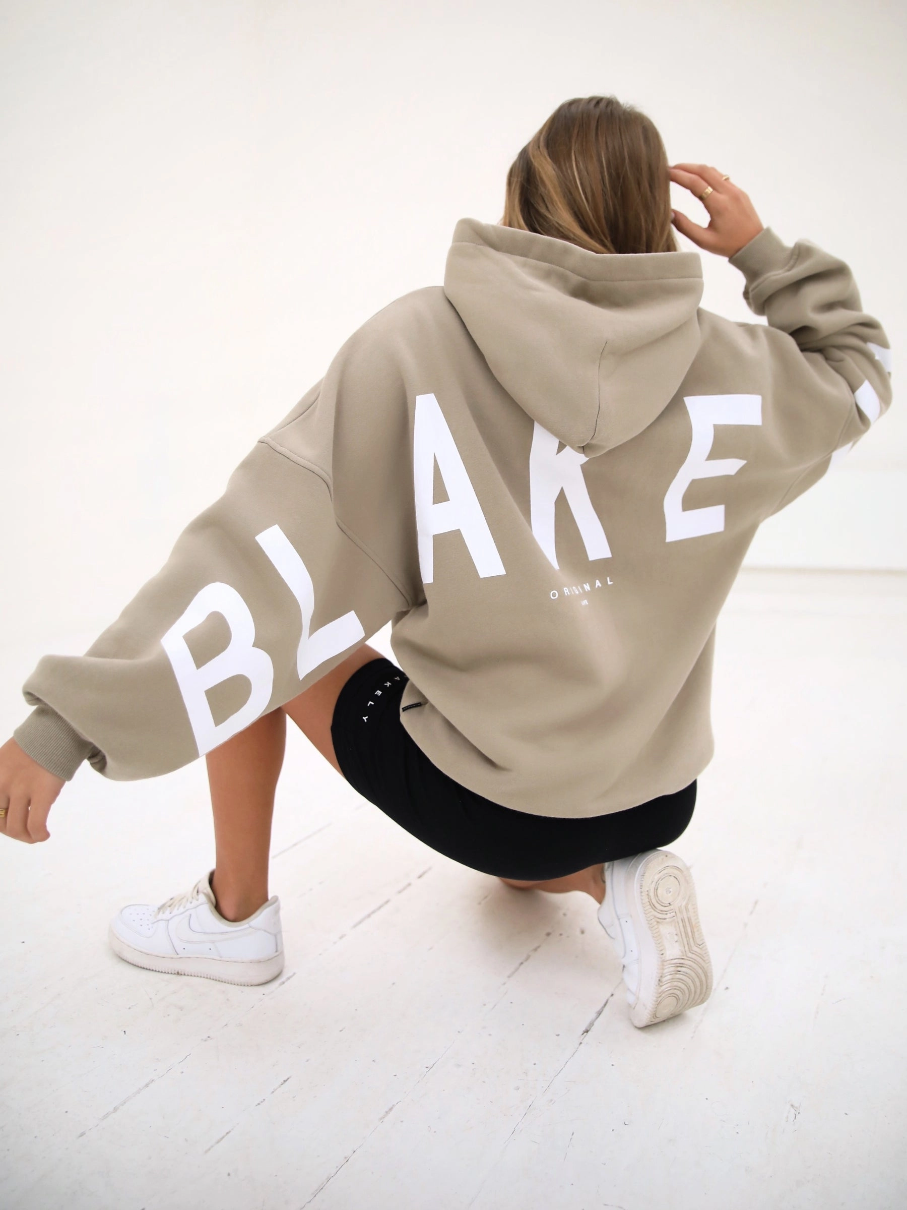French Terry Construction Yak like Isabel Oversized Hoodie - Beige