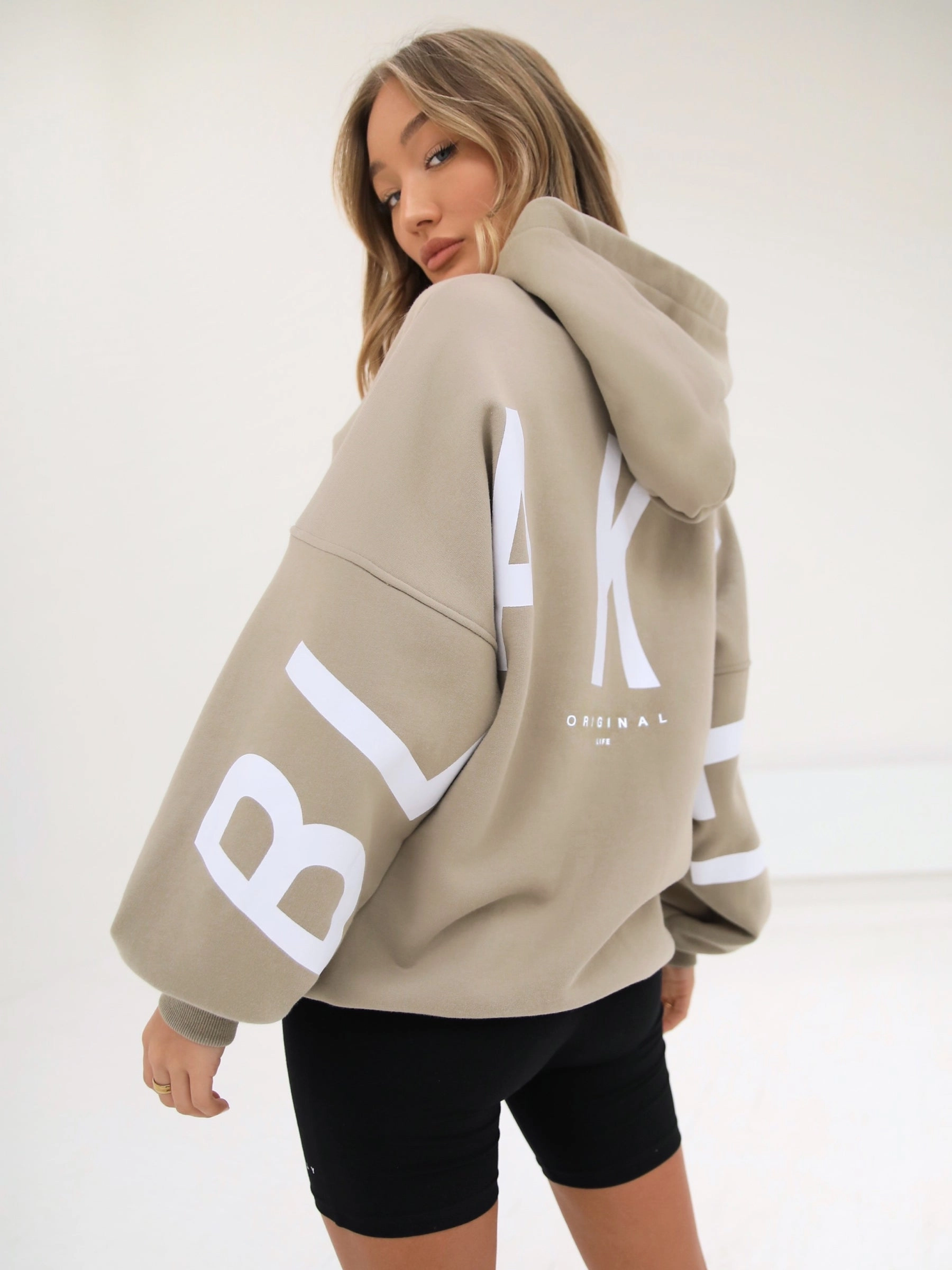 Isabel Oversized Hoodie - Beige Fleece Lined