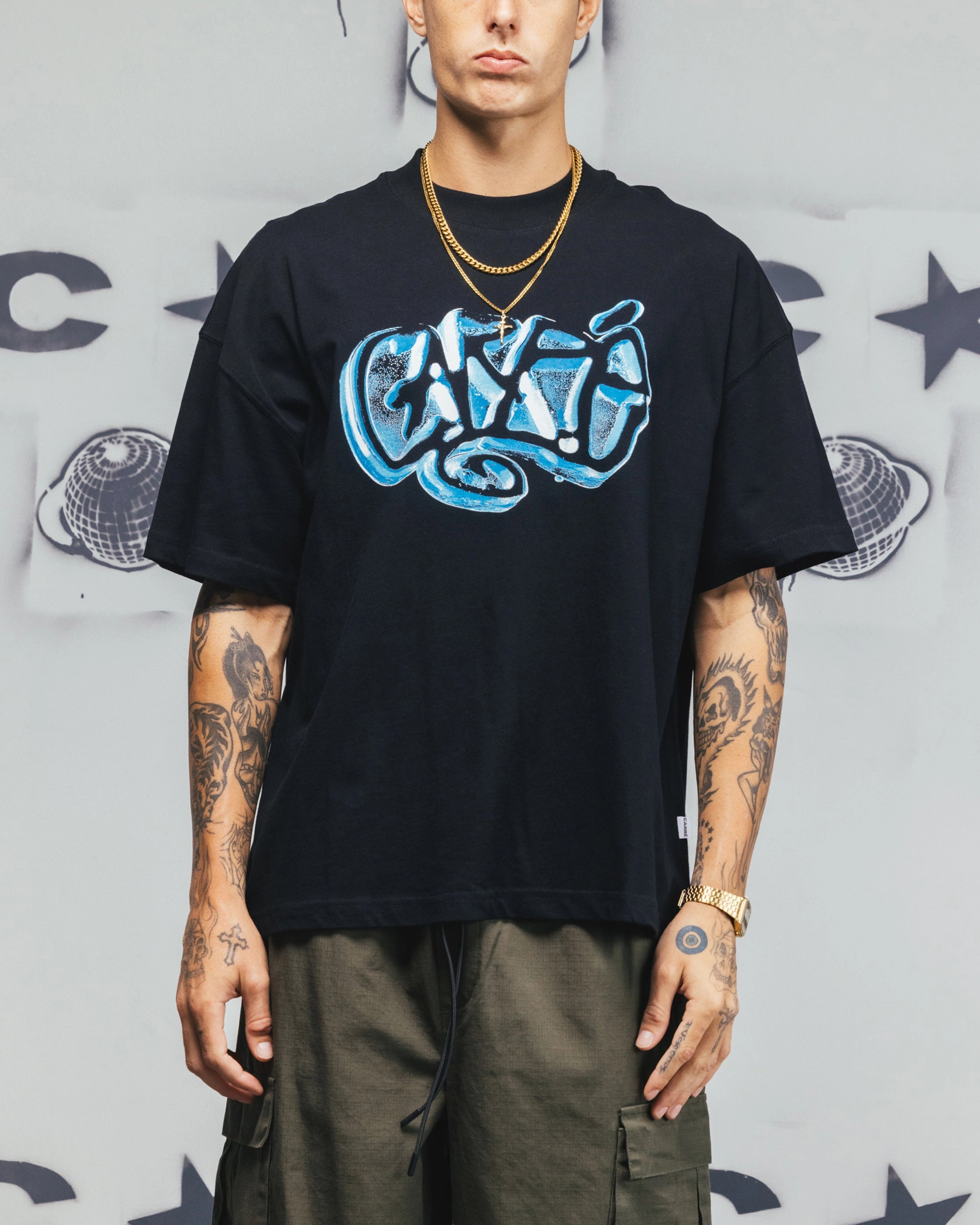 StretchFit Design Carre Frosted T-Shirt Black