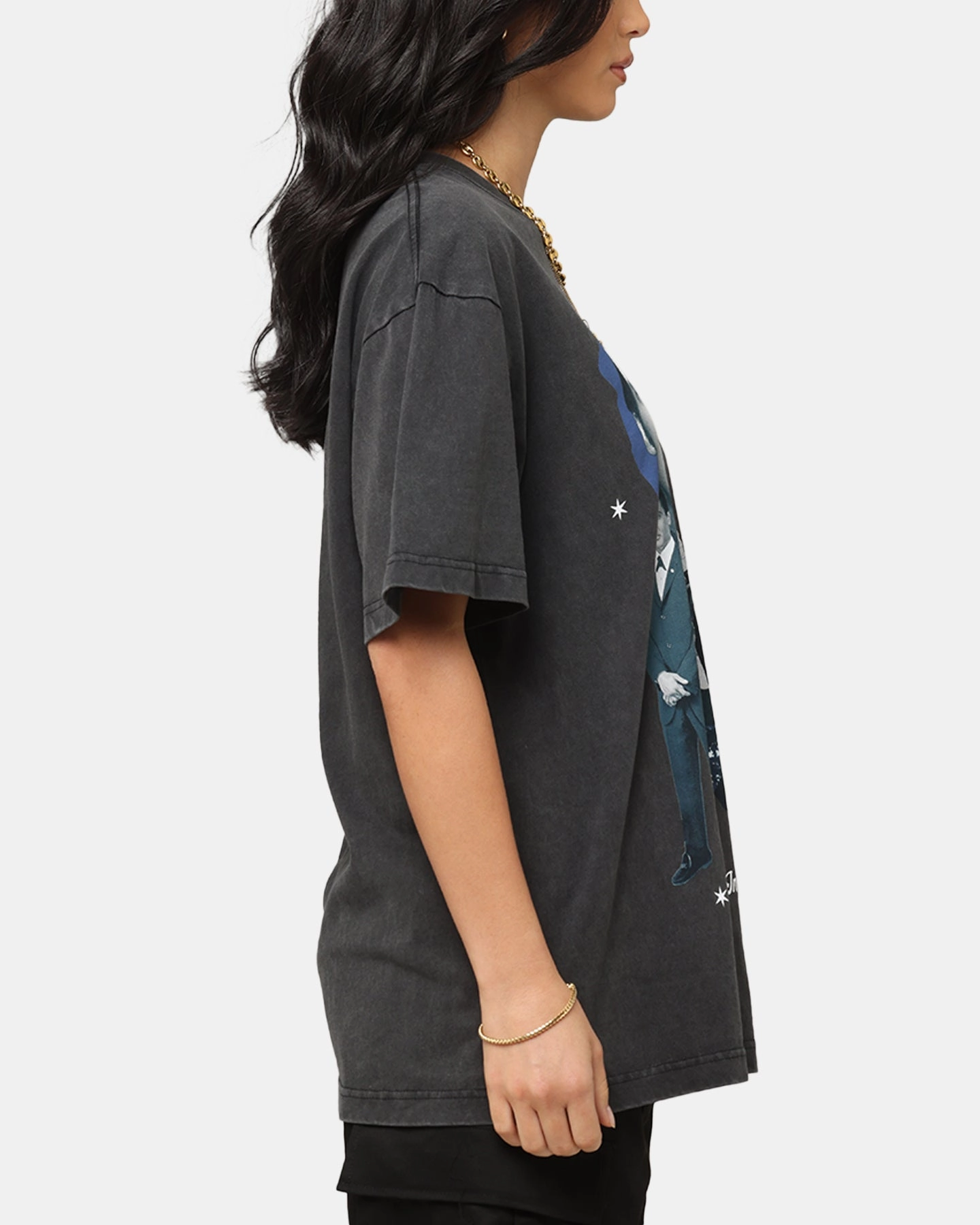 ID Supply Elvis Presley Live In LA T-Shirt Washed Black RibbedTrim