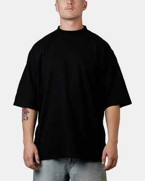 Culture Kings Everyday Mock Neck T-Shirt Black Elasticated Hem
