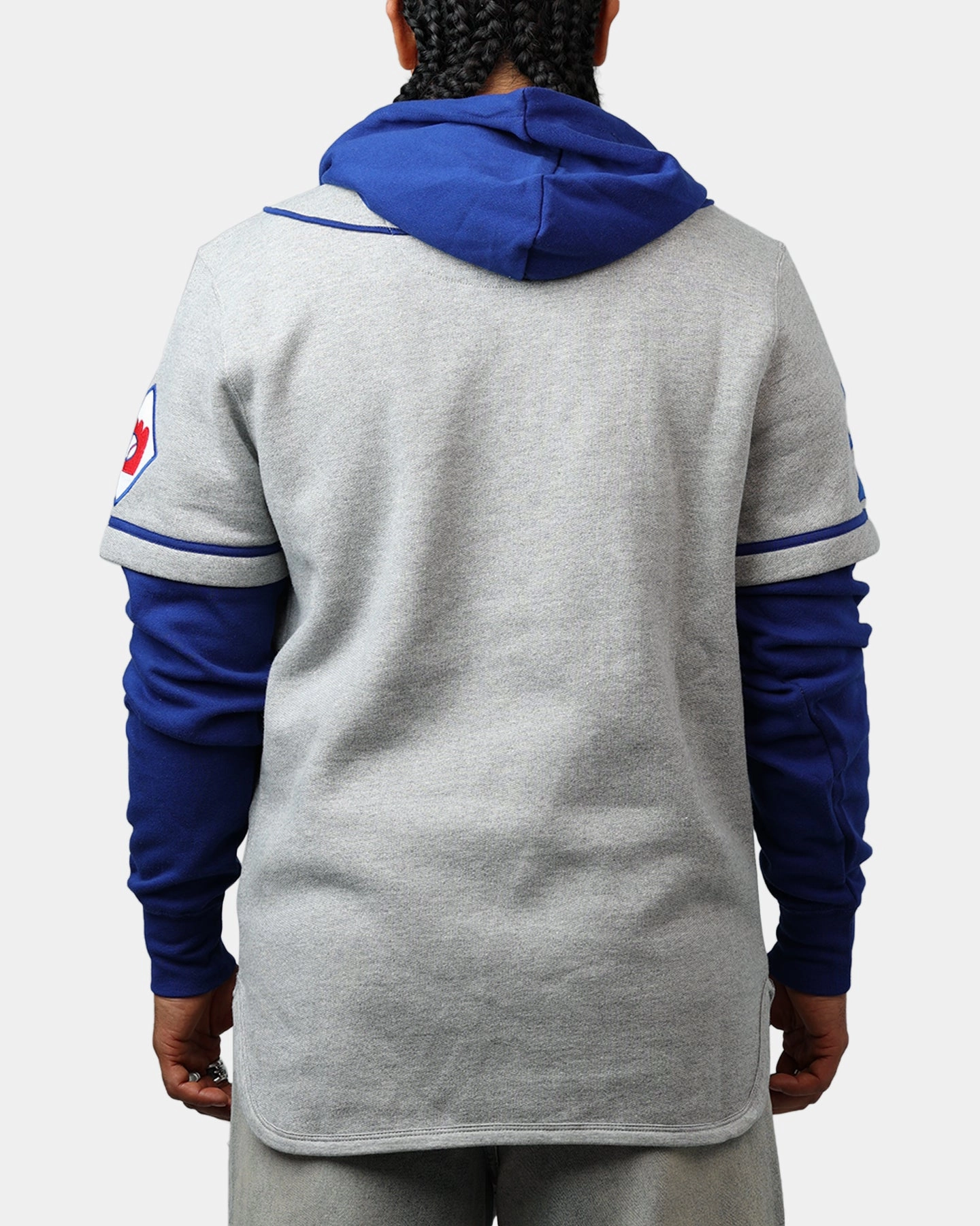 Curved Hem 47 Brand Los Angeles Dodgers Game Hoodie Grey/Navy