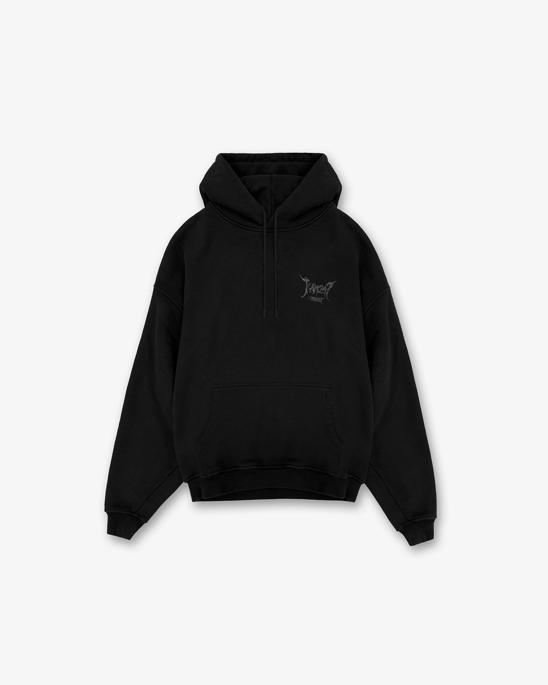 Team 247 X END Oversized Hoodie - Jet Black Pastel color work environment