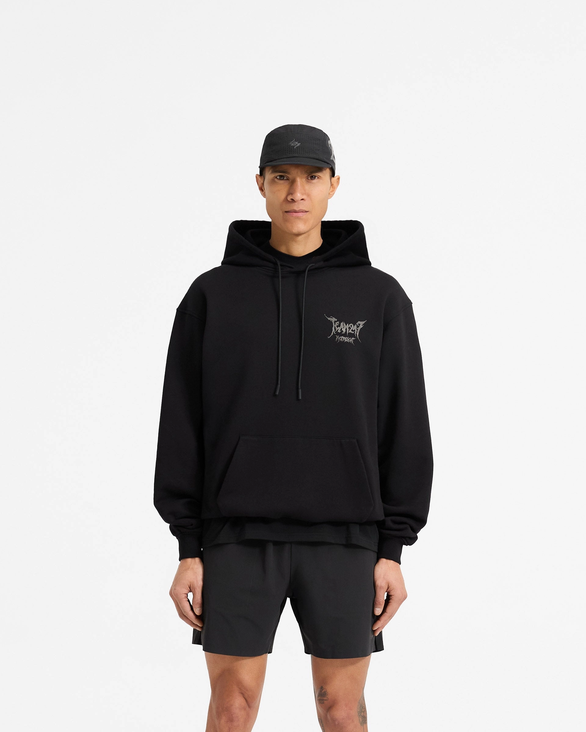 Team 247 X END Oversized Hoodie - Jet Black Breathable Waist
