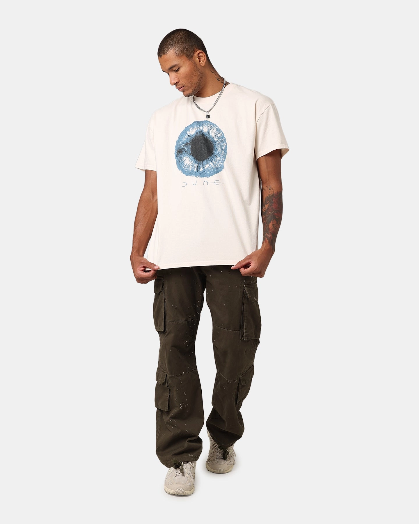 Goat Crew X Dune Fear Heavyweight T-Shirt Off White Flexible Ribbed Cuffs