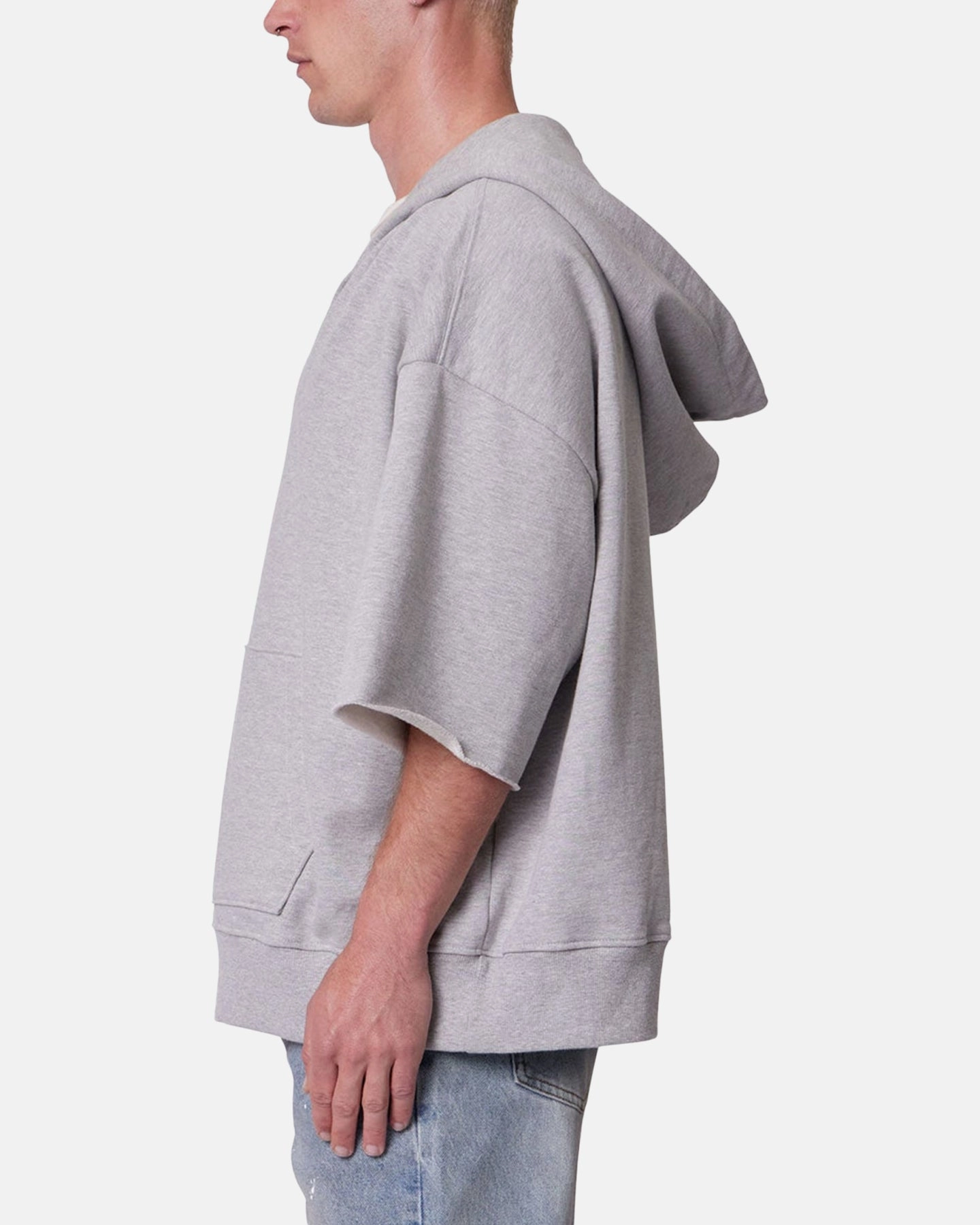 MNML Hooded 3/4 Sleeve Rag Sweater Grey MoistureManagementSystem