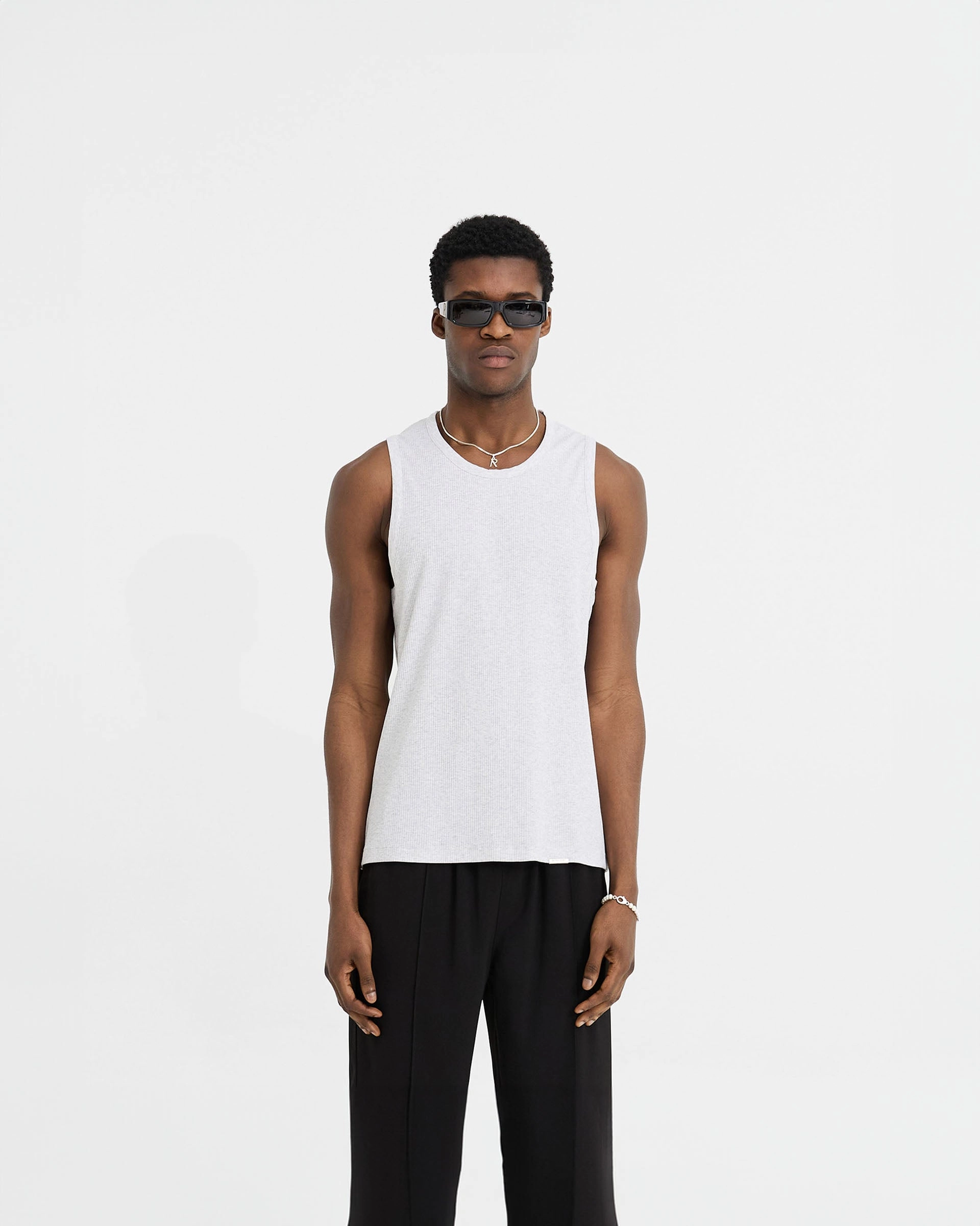 Initial Rib Vest - Ice Grey Marl Fashion-Forward Look Trendy Comfort Wear