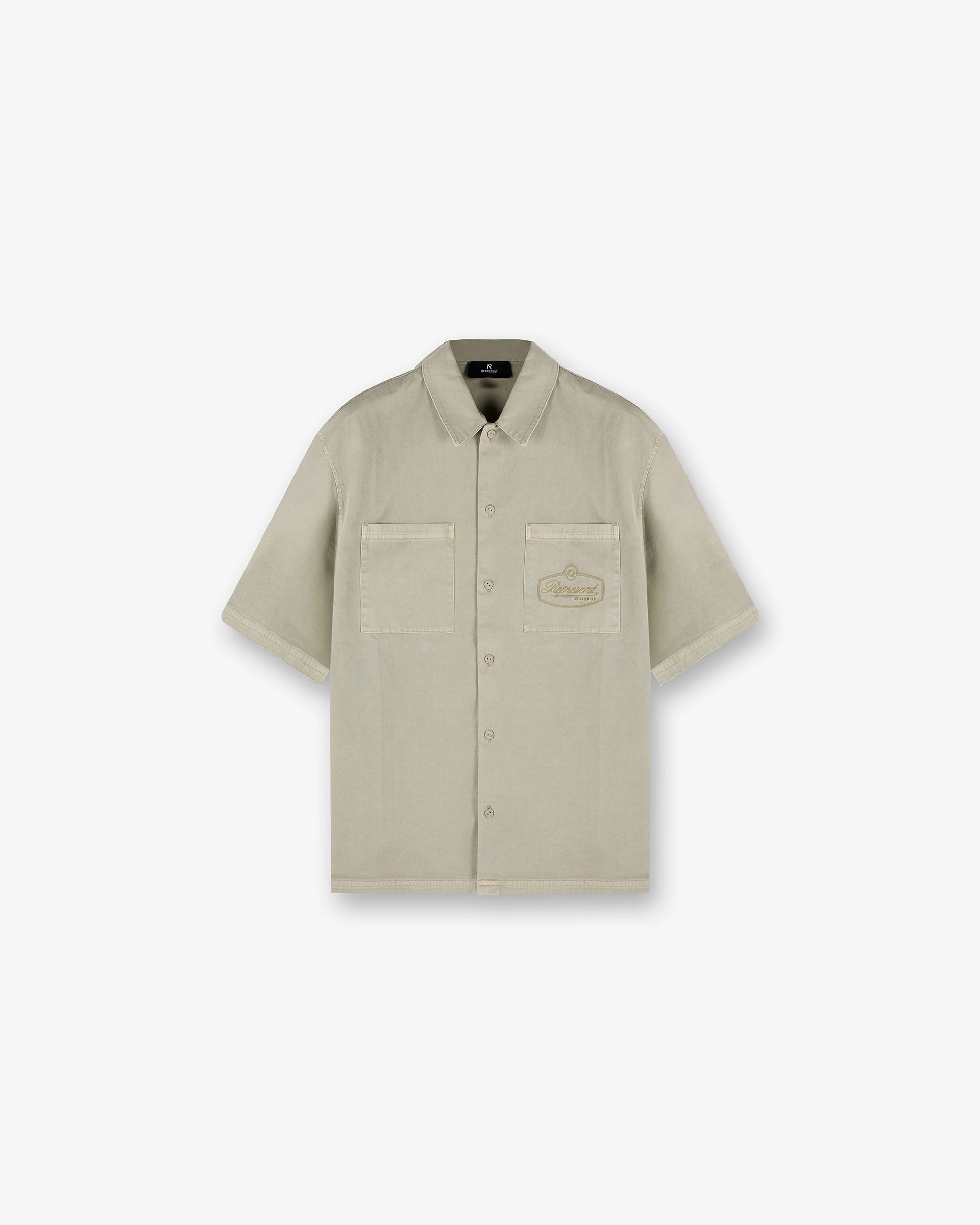 Spring Break Classic Fit Short Sleeve Cotton Overshirt - Beige