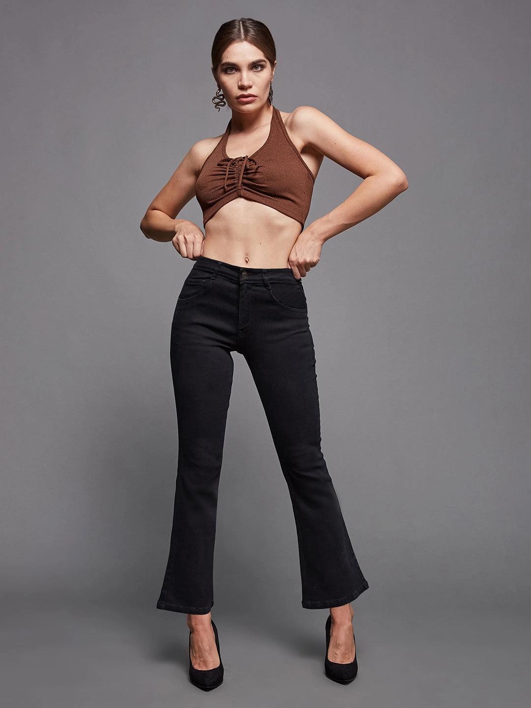 Moisture Wicking Inner Layer 24/7 Comfort Black Bell-Bottom Bootcut Mid-Rise Stretchable Denim Jeans