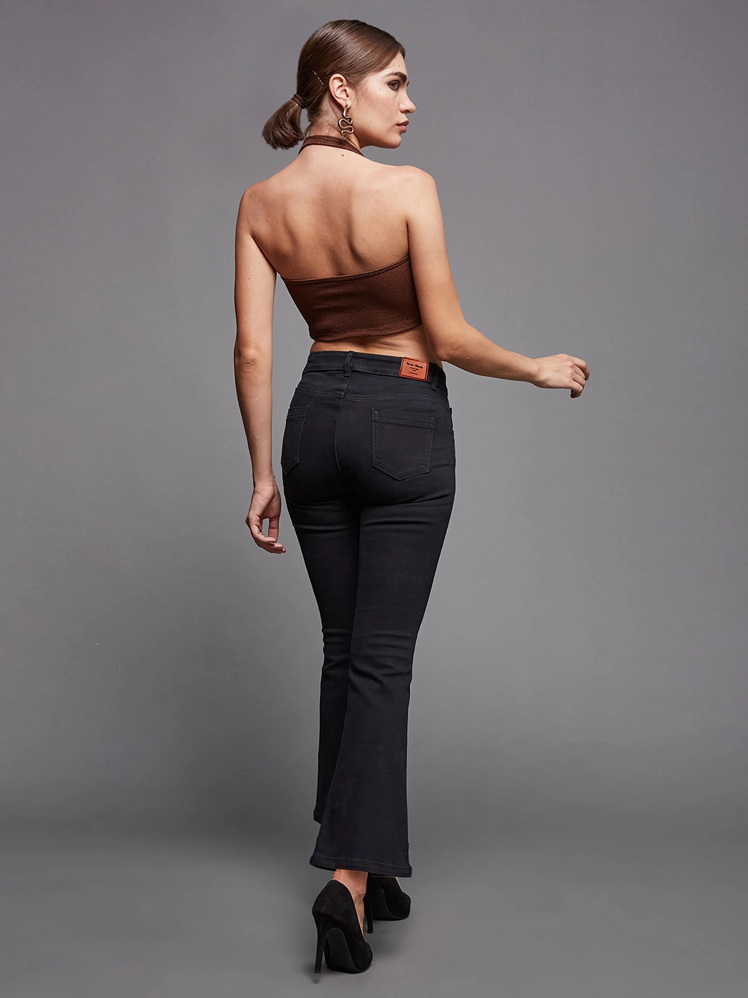 Breathable Weekend Warrior Travel Outfit Minimal Fit 24/7 Comfort Black Bell-Bottom Bootcut Mid-Rise Stretchable Denim Jeans