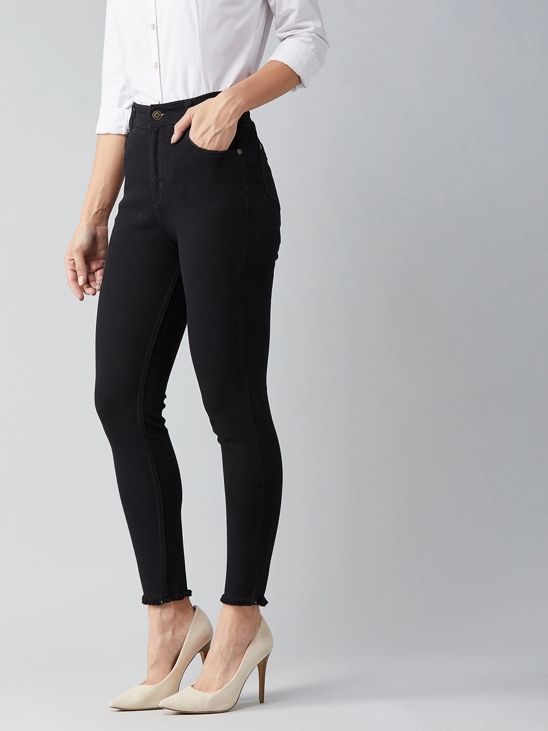 24/7 Comfort Black Slim-Fit High-Rise Denim Jeans Rainy Day High Quality Classic Beach Day Travel Outfit