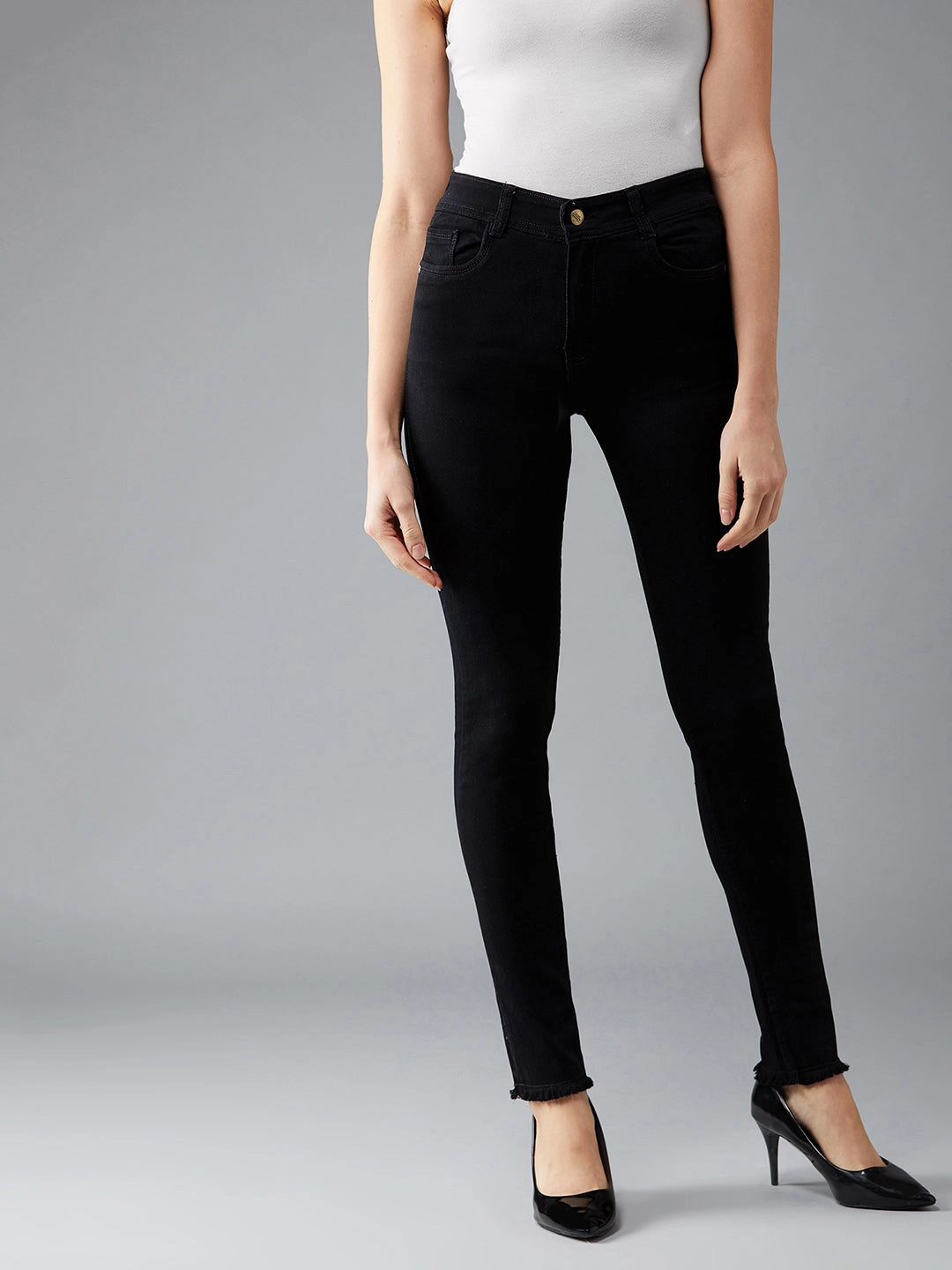 24/7 Comfort Black Slim-Fit High-Rise Denim Jeans Base Style Classic Five Pocket Design